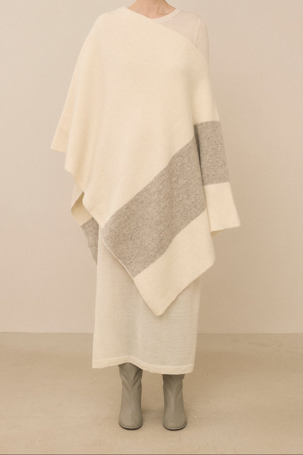 Block Poncho in Raw White/Grey Marl by Lauren Manoogian-Lauren Manoogian-Idlewild-Cincinnati
