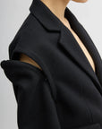 Bonded Recycled Felted Wool Convertible Blazer in Black by Tibi-Outerwear-Tibi-Idlewild