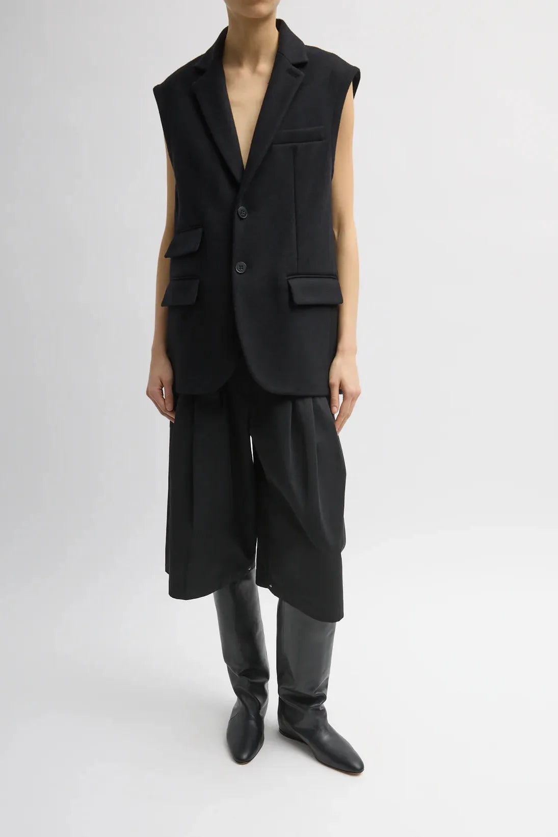 Bonded Recycled Felted Wool Convertible Blazer in Black by Tibi-Tibi-Idlewild-Cincinnati