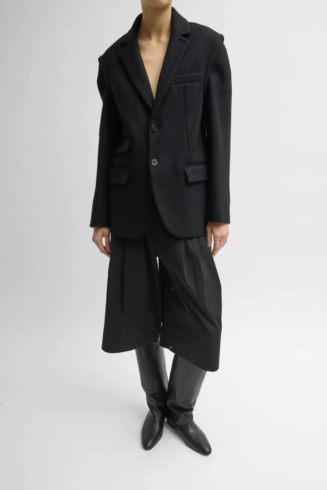 Bonded Recycled Felted Wool Convertible Blazer in Black by Tibi-Tibi-Idlewild-Cincinnati