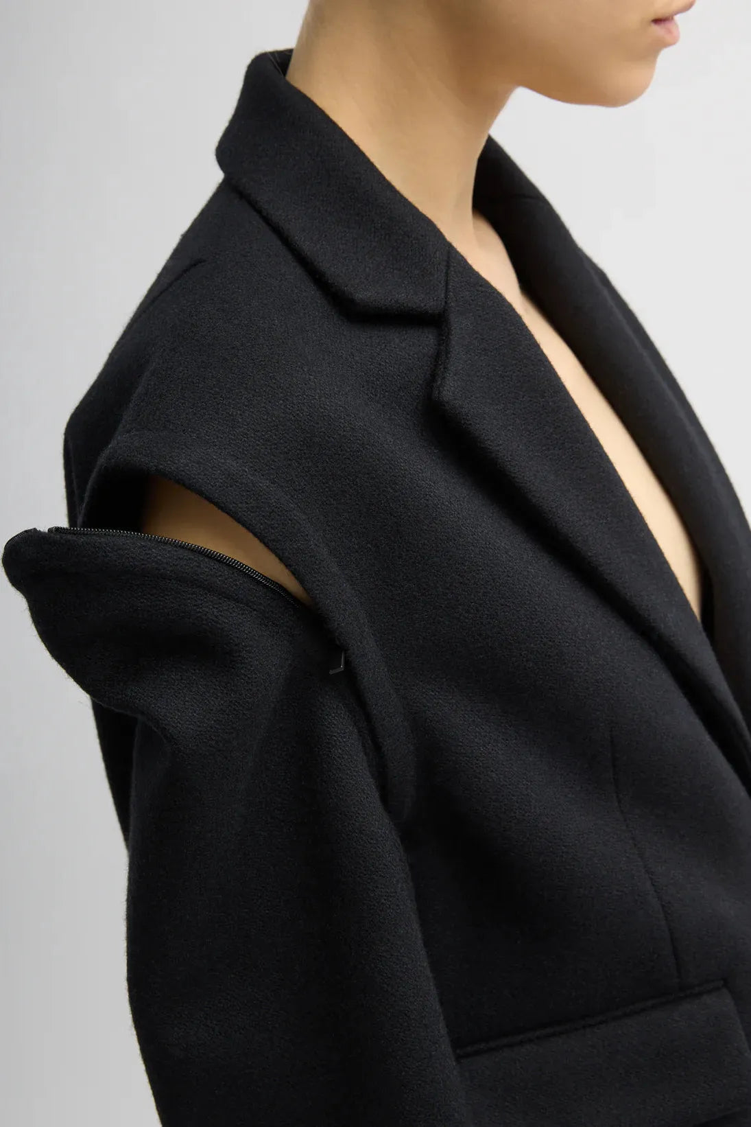 Bonded Recycled Felted Wool Convertible Blazer in Black by Tibi-Tibi-Idlewild-Cincinnati