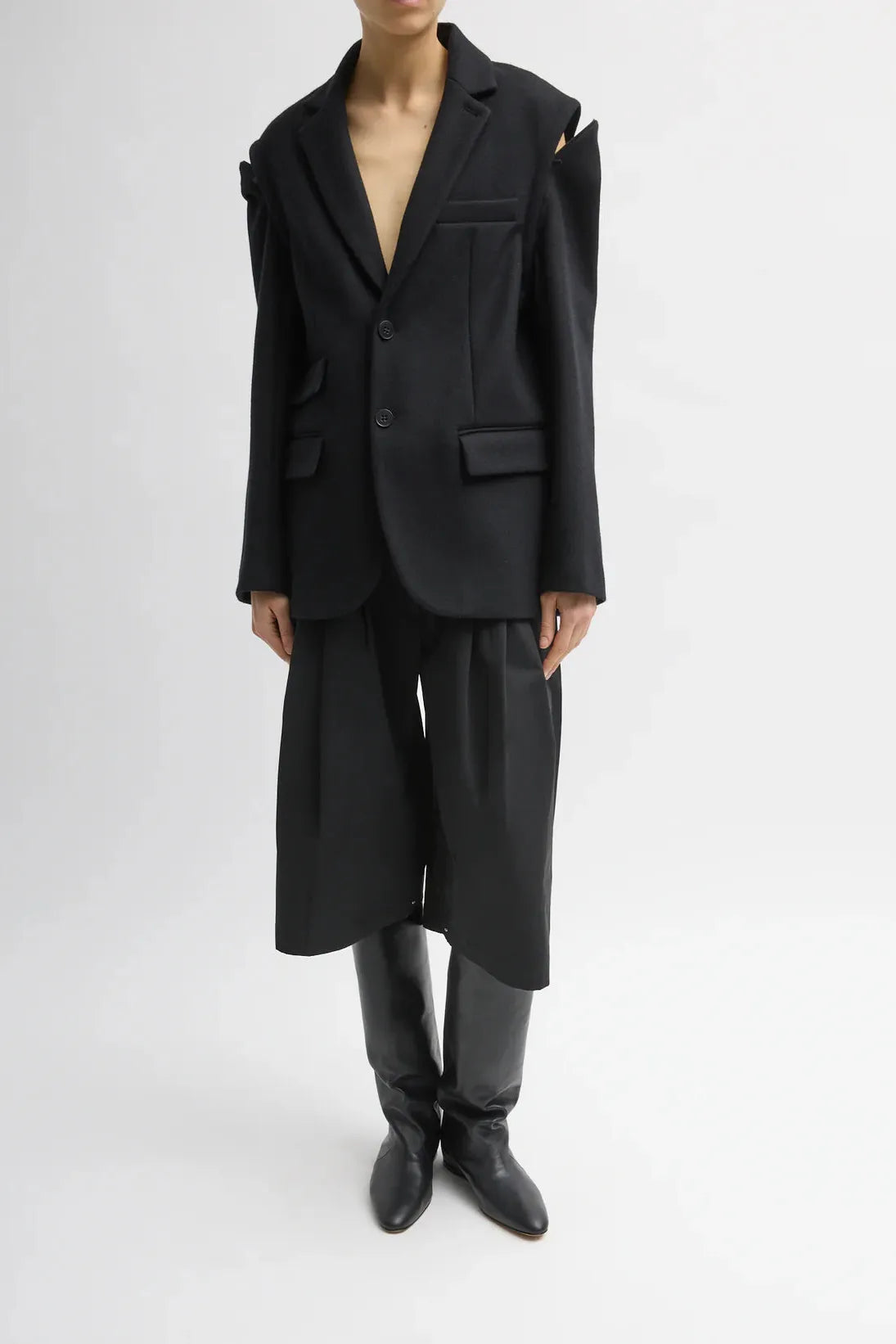 Bonded Recycled Felted Wool Convertible Blazer in Black by Tibi-Tibi-Idlewild-Cincinnati