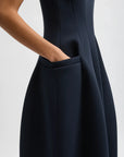 Bonded Twill Sleeveless Sculpted Dress in Dark Navy by Tibi-Dresses-Tibi-Idlewild