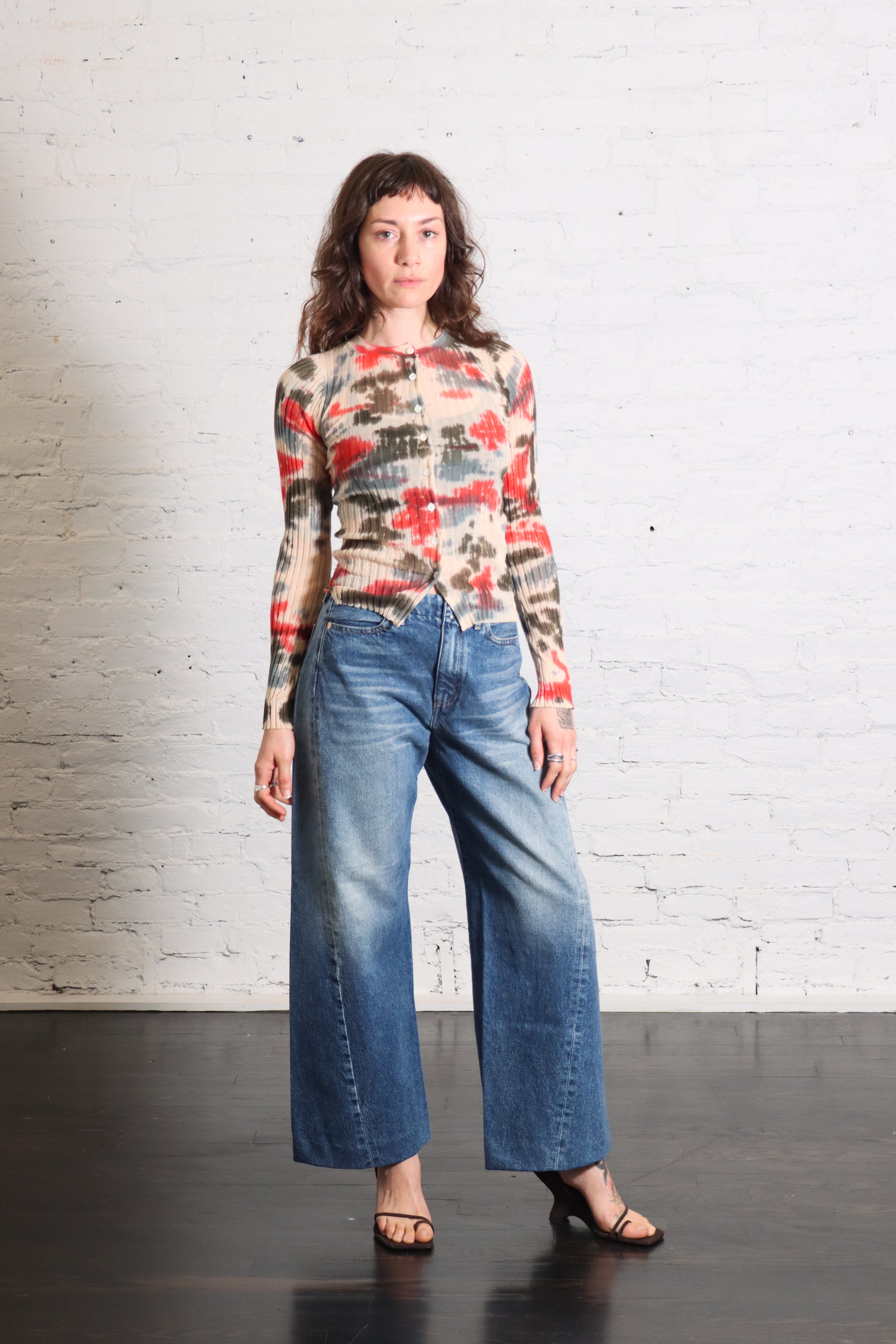 Cardi Tie Dye Cardigan in Red Multi by Rodebjer-Rodebjer-Idlewild-Cincinnati