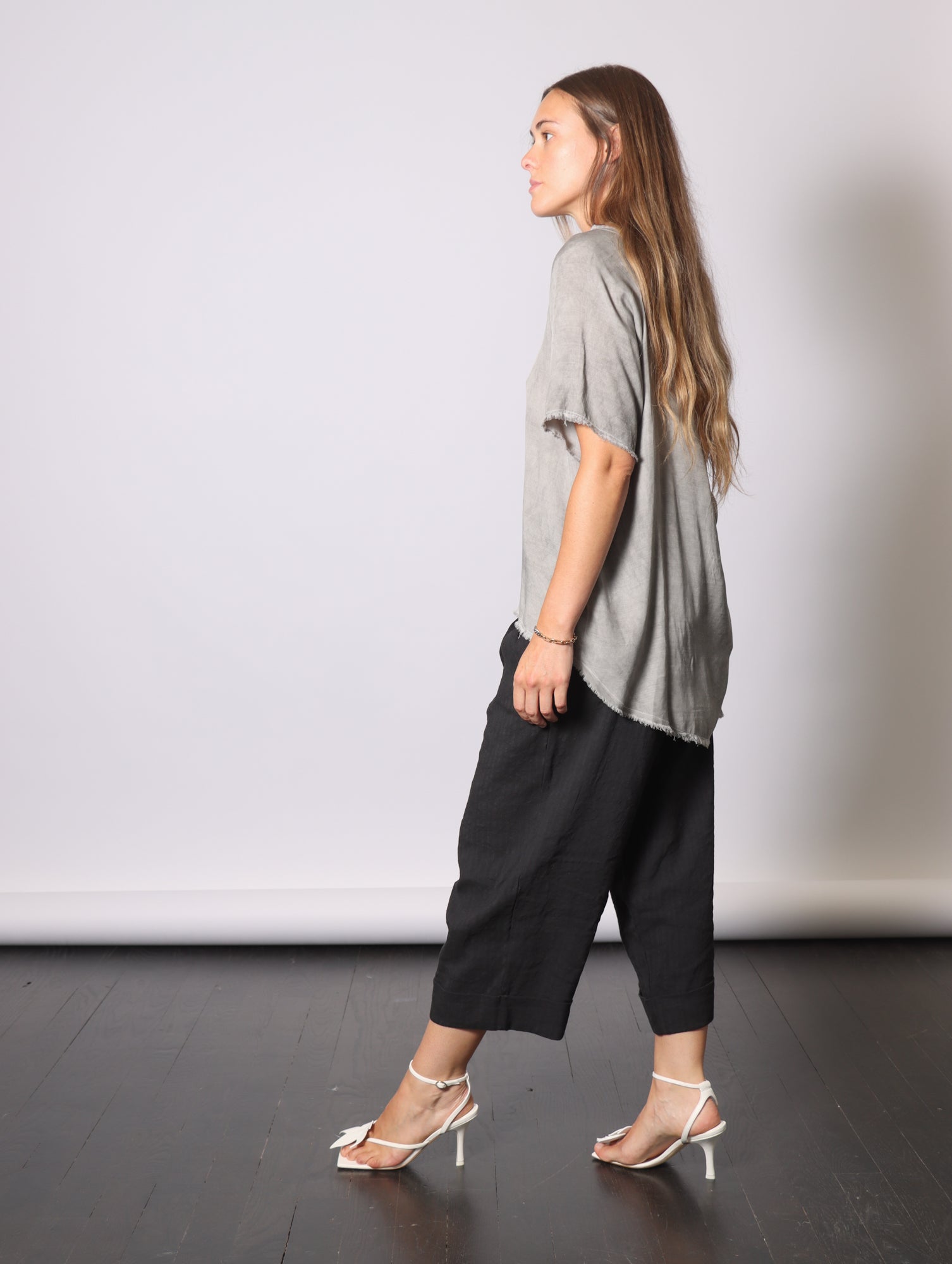 Boyfriend Tee in Grey Shadow by Sanctamuerte-Tops-SANCTAMUERTE-Idlewild