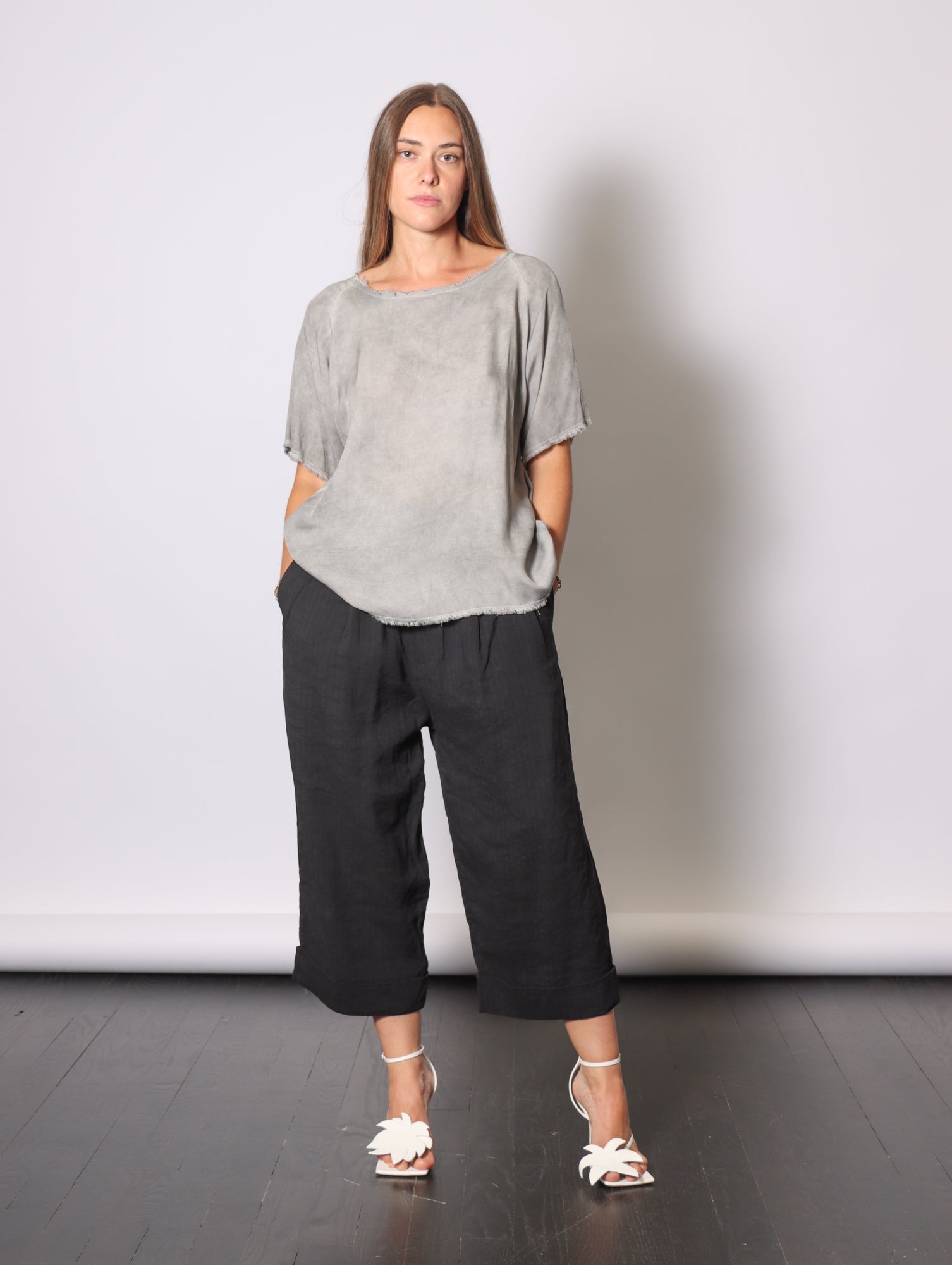 Boyfriend Tee in Grey Shadow by Sanctamuerte-Tops-SANCTAMUERTE-Idlewild