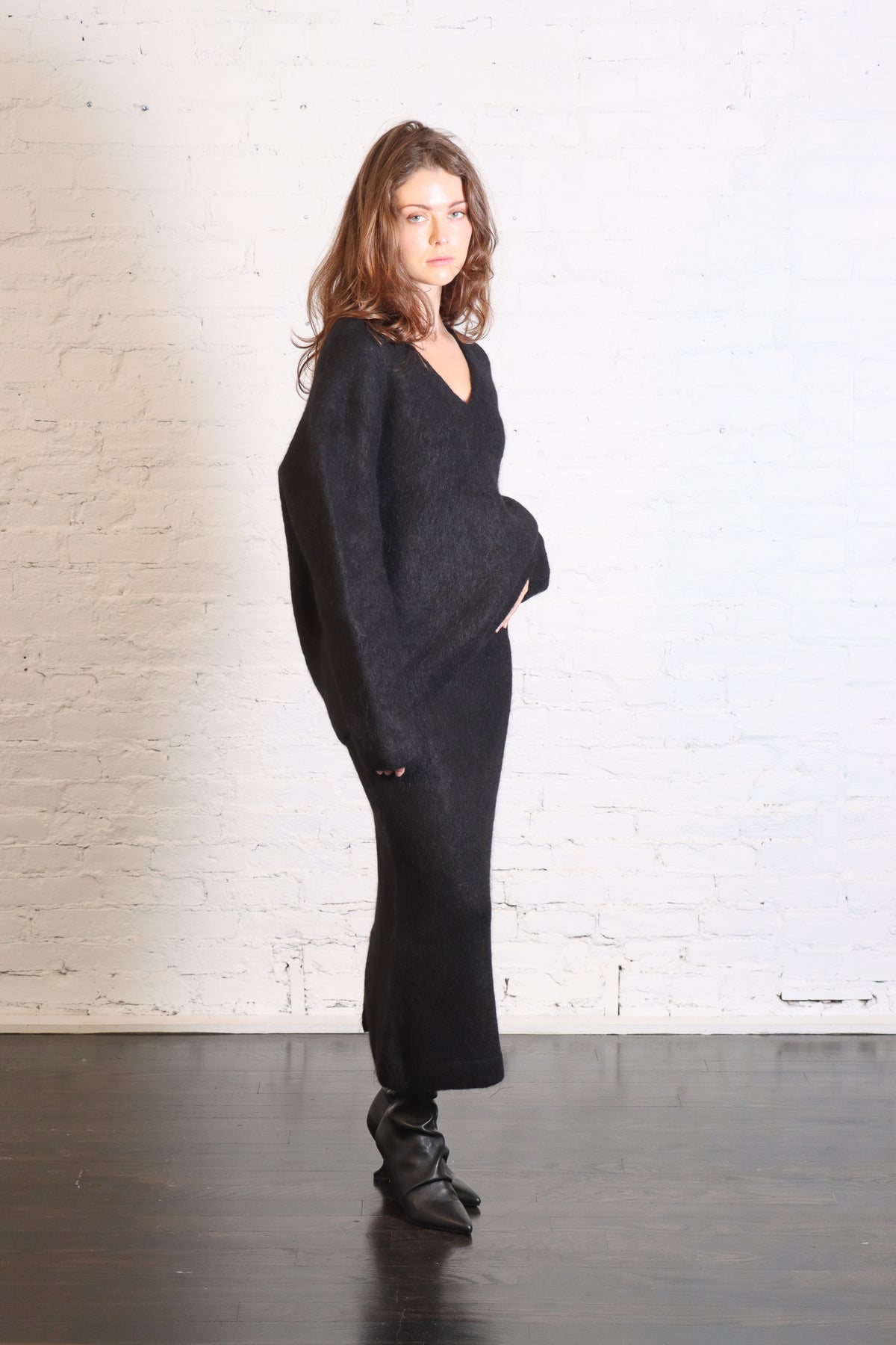 Brushed V-Neck in Black by Lauren Manoogian-Lauren Manoogian-Idlewild-Cincinnati