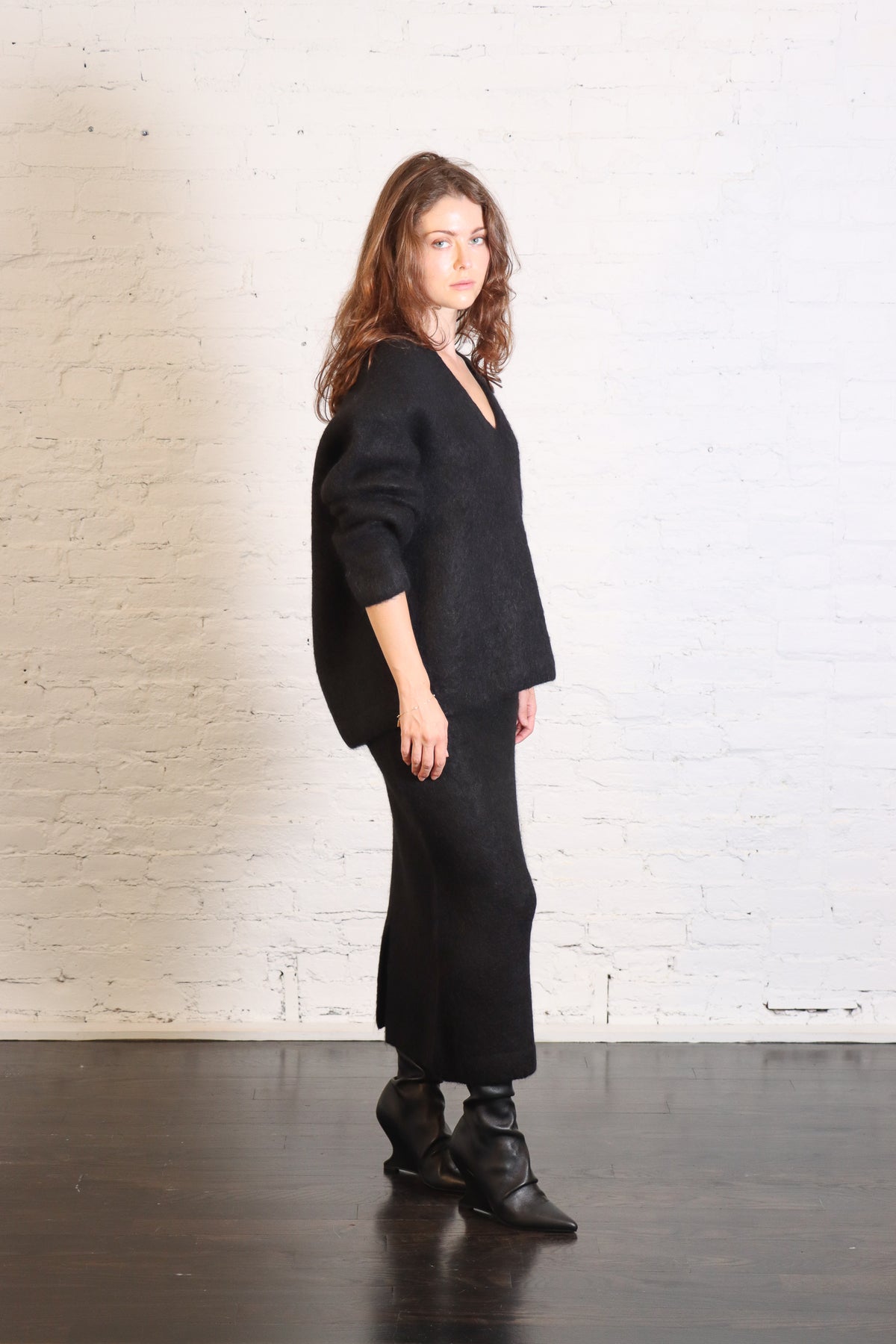 Brushed V-Neck in Black by Lauren Manoogian-Lauren Manoogian-Idlewild-Cincinnati