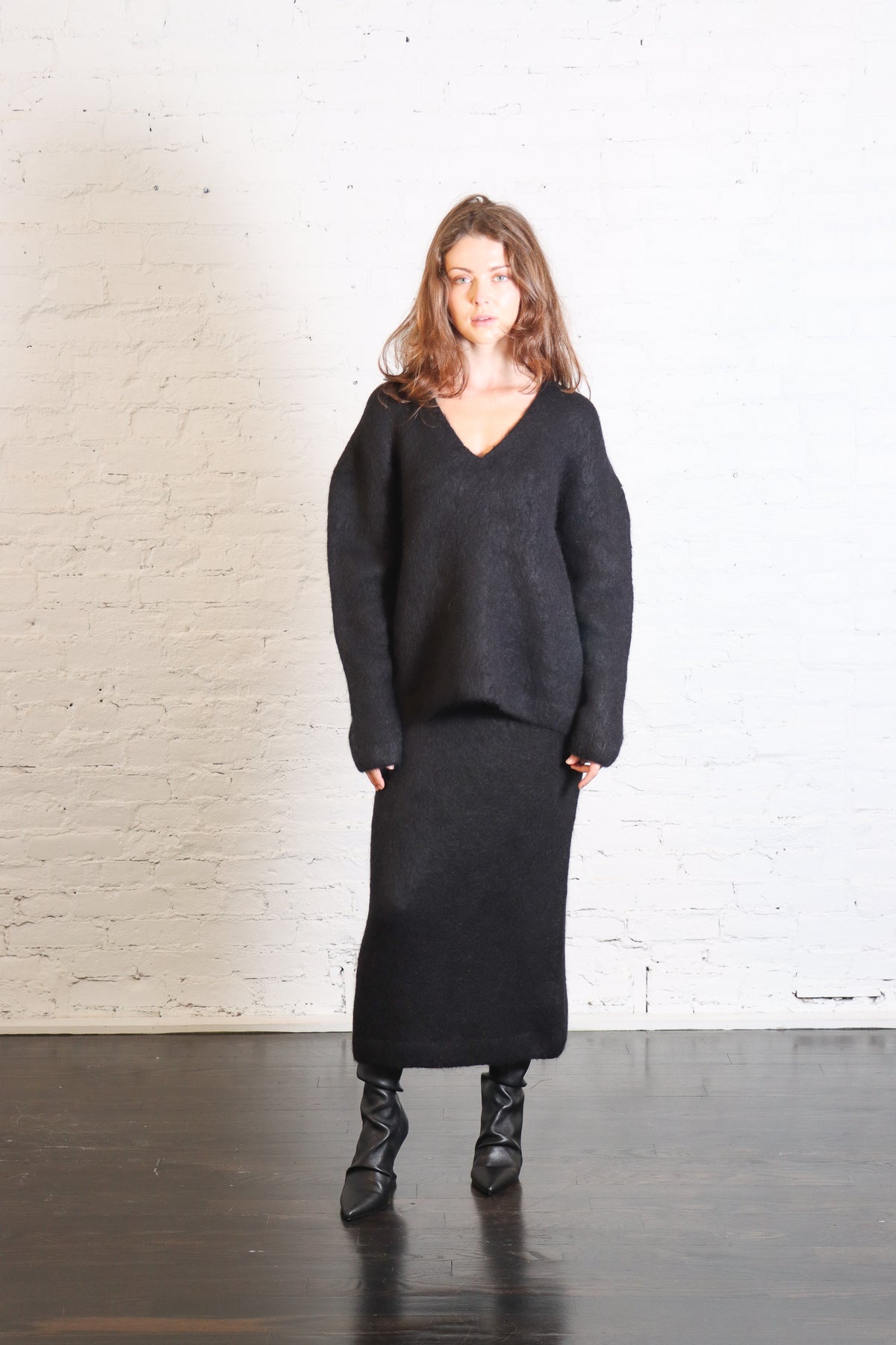 Brushed V-Neck in Black by Lauren Manoogian-Lauren Manoogian-Idlewild-Cincinnati