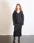 Brushed V-Neck in Black by Lauren Manoogian-Lauren Manoogian-Idlewild-Cincinnati