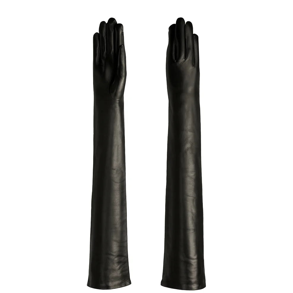 Full-Arm Lambskin Unlined Gloves in Black by Gloves Forino 1899