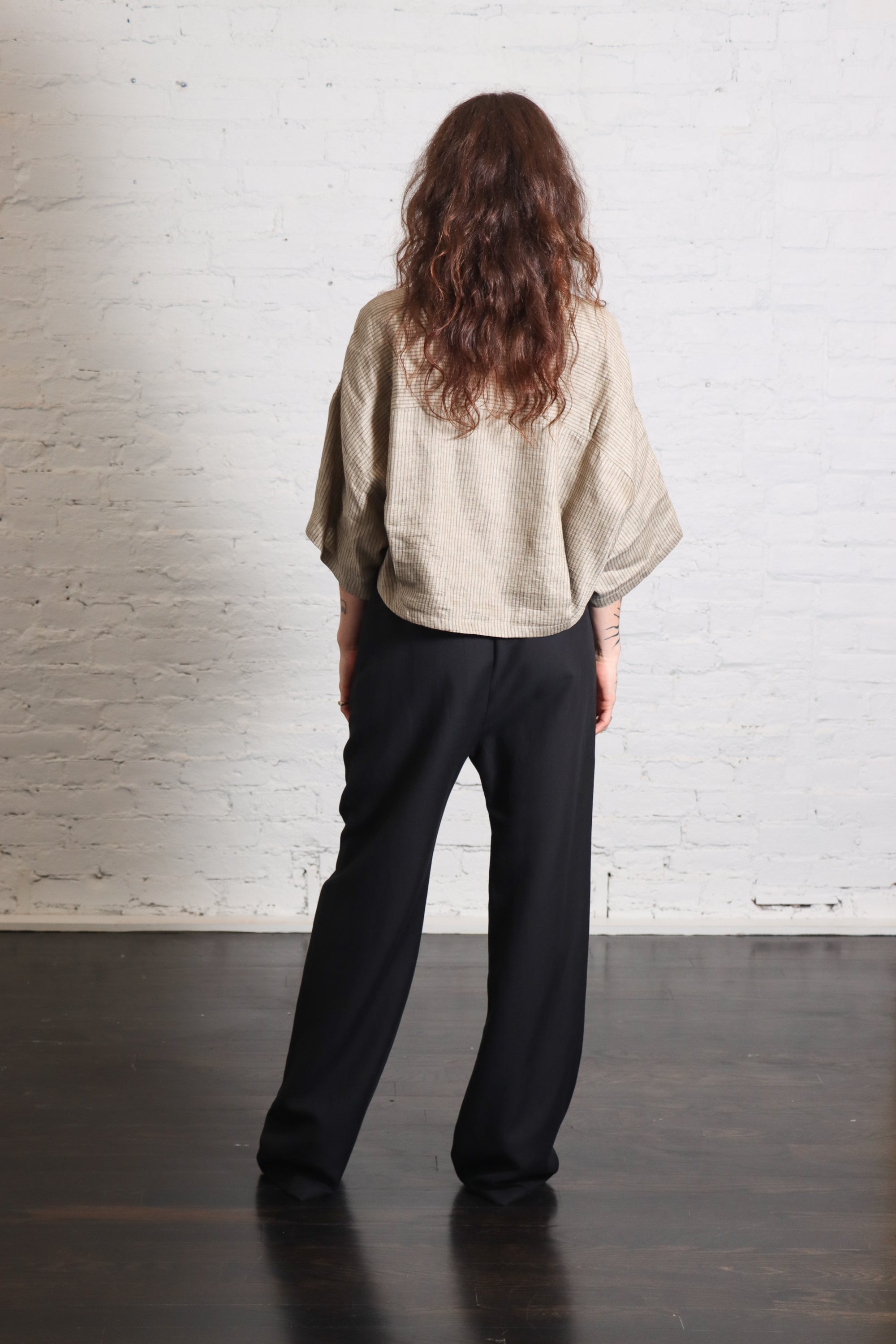 Camicia Cropped in Tan Stripe by Alysi-Alysi-Idlewild