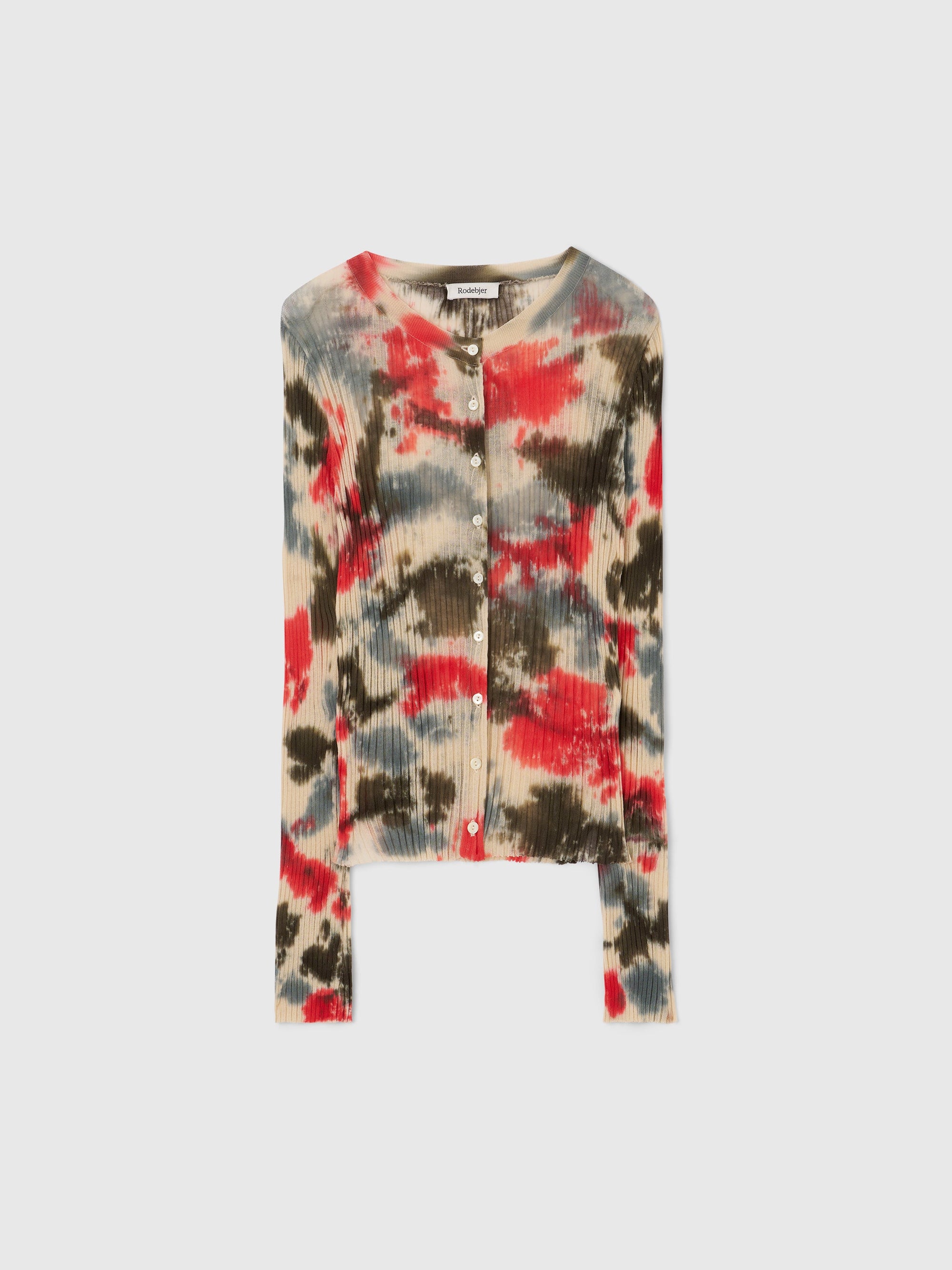 Cardi Tie Dye Cardigan in Red Multi by Rodebjer-Tops-Rodebjer-Idlewild
