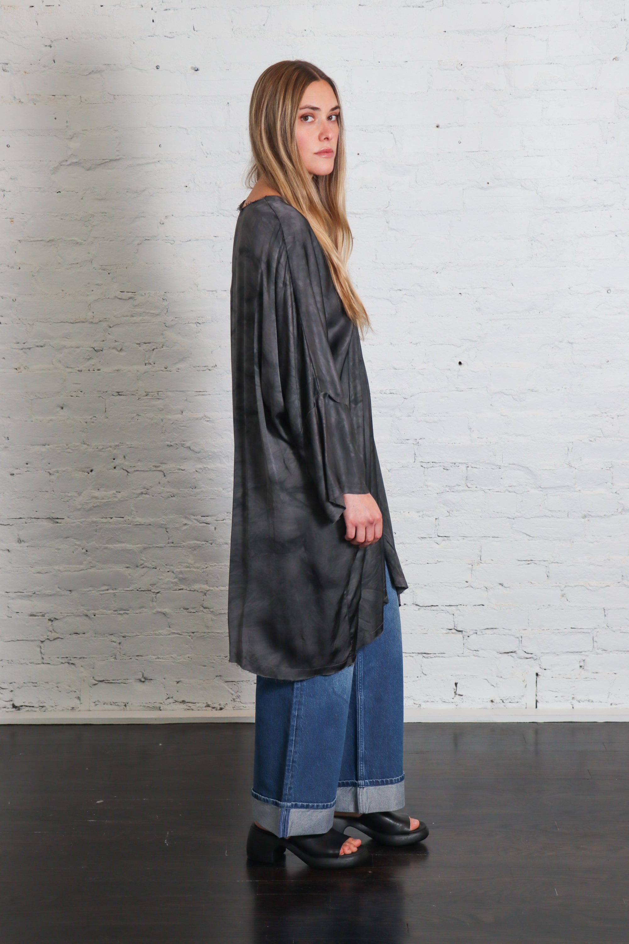 Cardigan Tunic in Emerald Grey by Sanctamuerte-Dresses-SANCTAMUERTE-Idlewild