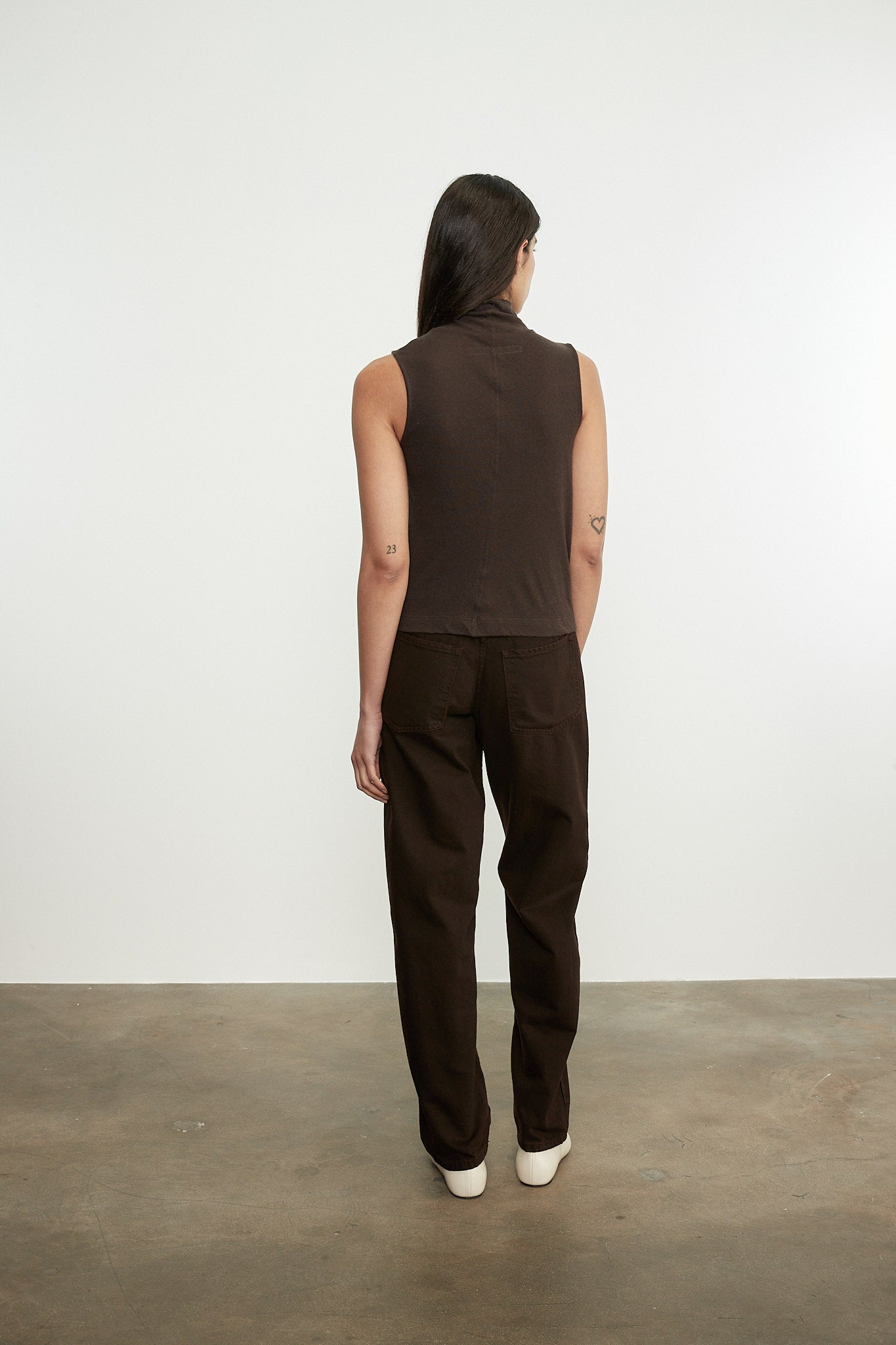 Cashmere Jersey Shell in Dark Brown by Enza Costa-Enza Costa-Idlewild-Cincinnati
