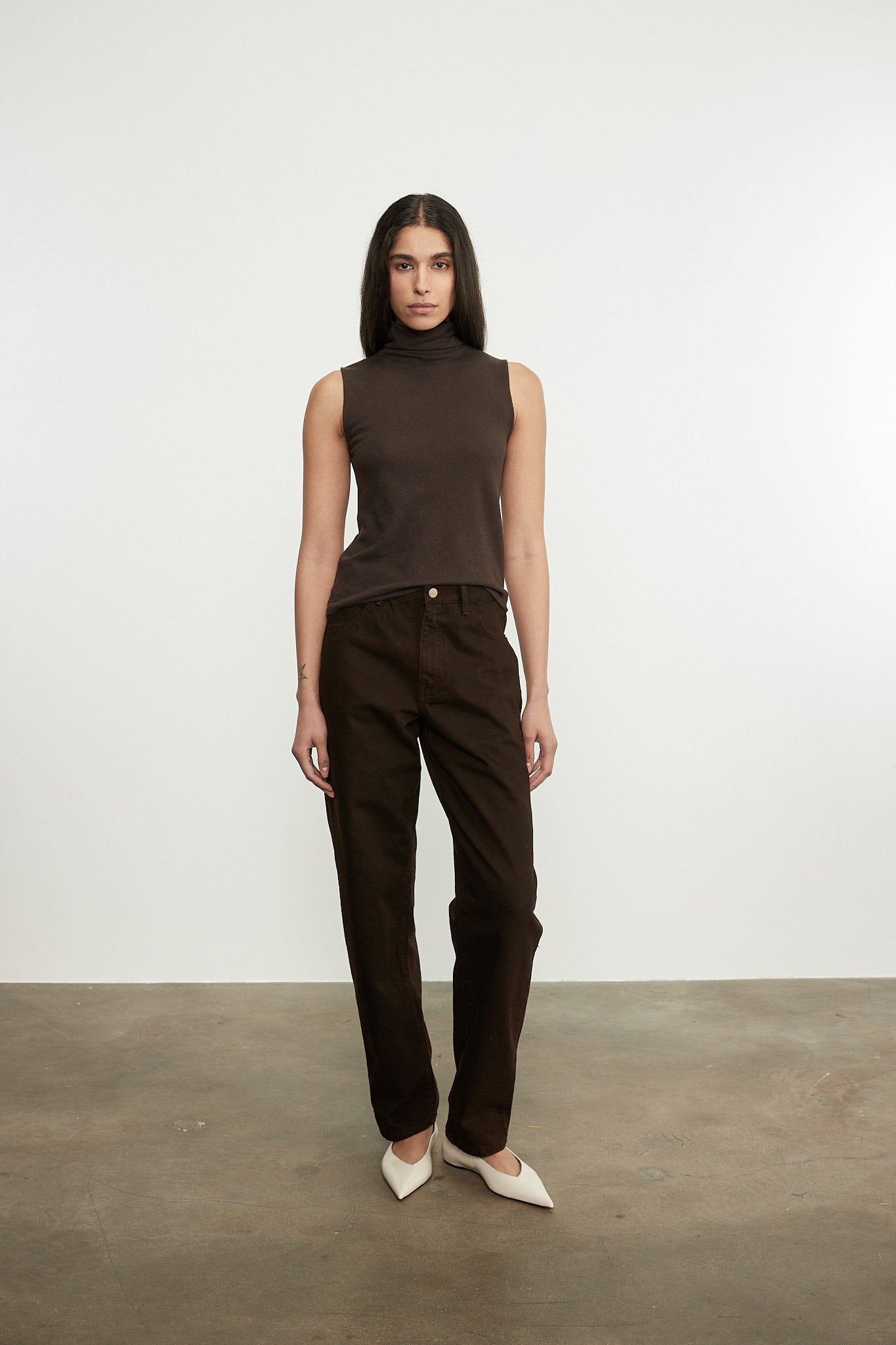 Cashmere Jersey Shell in Dark Brown by Enza Costa-Enza Costa-Idlewild-Cincinnati