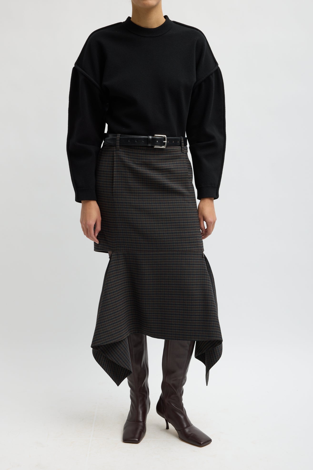 Cedric Suiting Detached Zipper Skirt in Grey Multi by Tibi-Tibi-Idlewild-Cincinnati