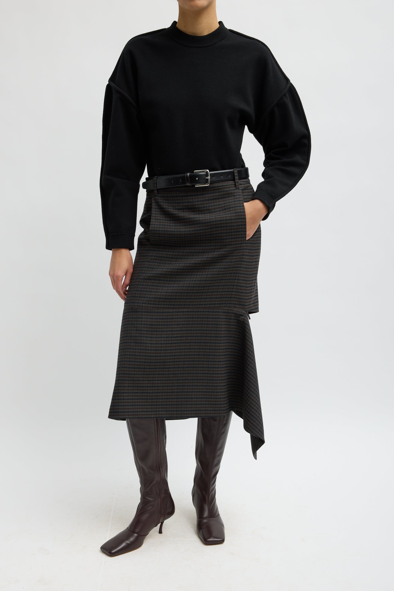 Cedric Suiting Detached Zipper Skirt in Grey Multi by Tibi-Tibi-Idlewild-Cincinnati