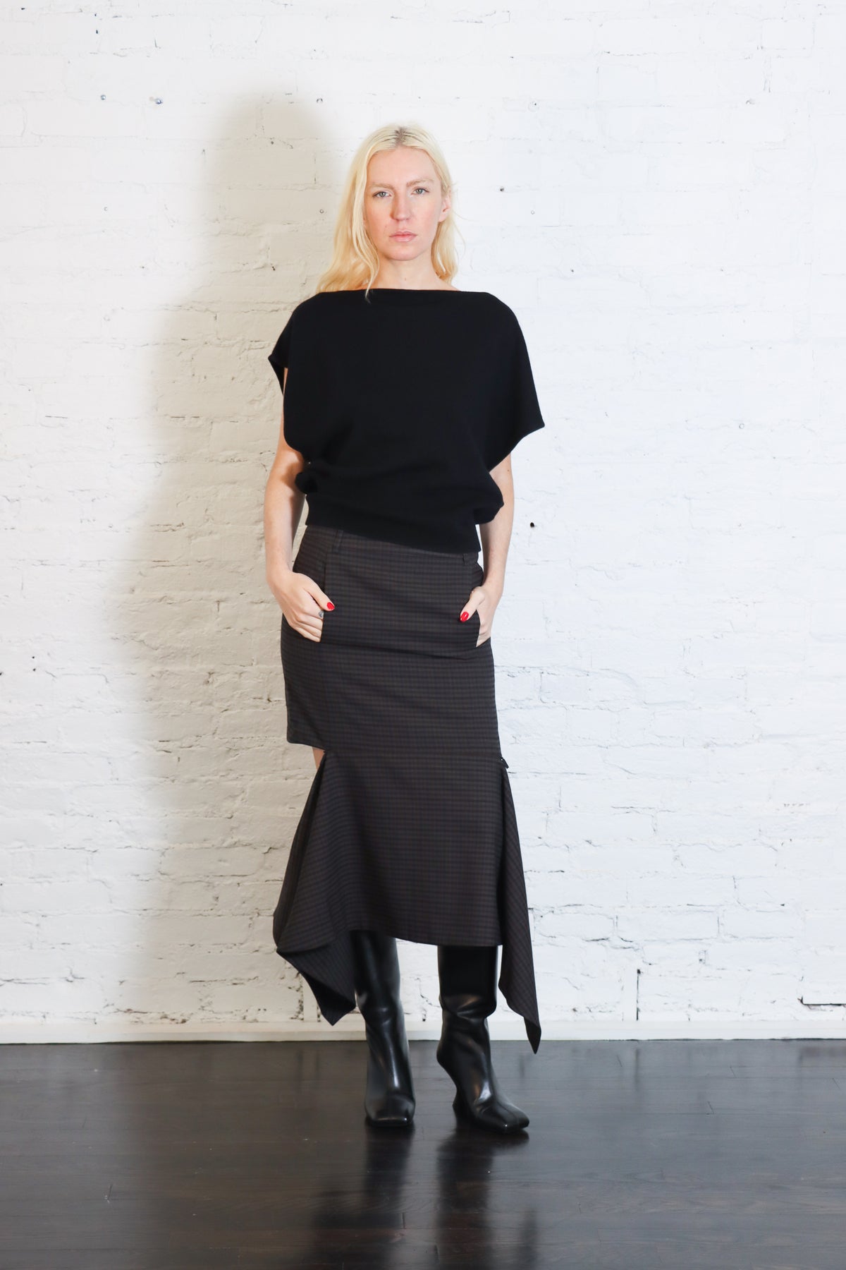 Cedric Suiting Detached Zipper Skirt in Grey Multi by Tibi-Tibi-Idlewild-Cincinnati
