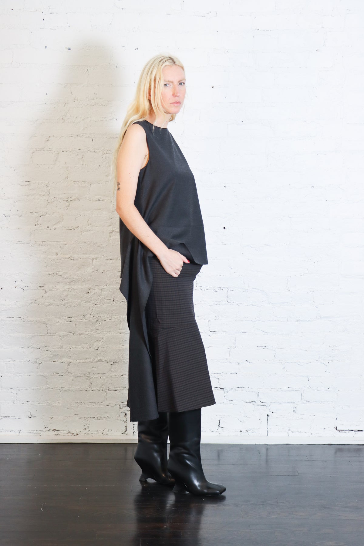 Cedric Suiting Detached Zipper Skirt in Grey Multi by Tibi-Tibi-Idlewild-Cincinnati