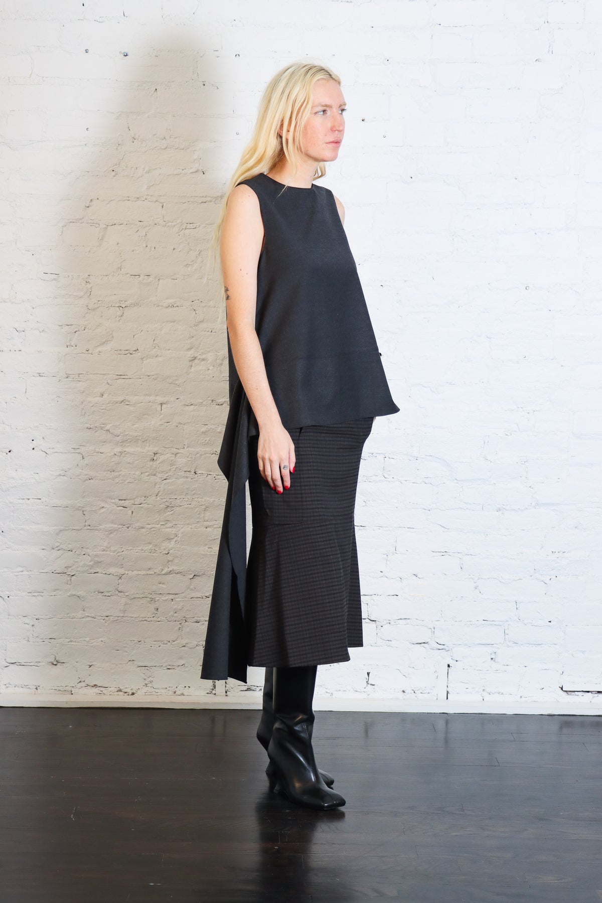 Cedric Suiting Detached Zipper Skirt in Grey Multi by Tibi-Tibi-Idlewild-Cincinnati