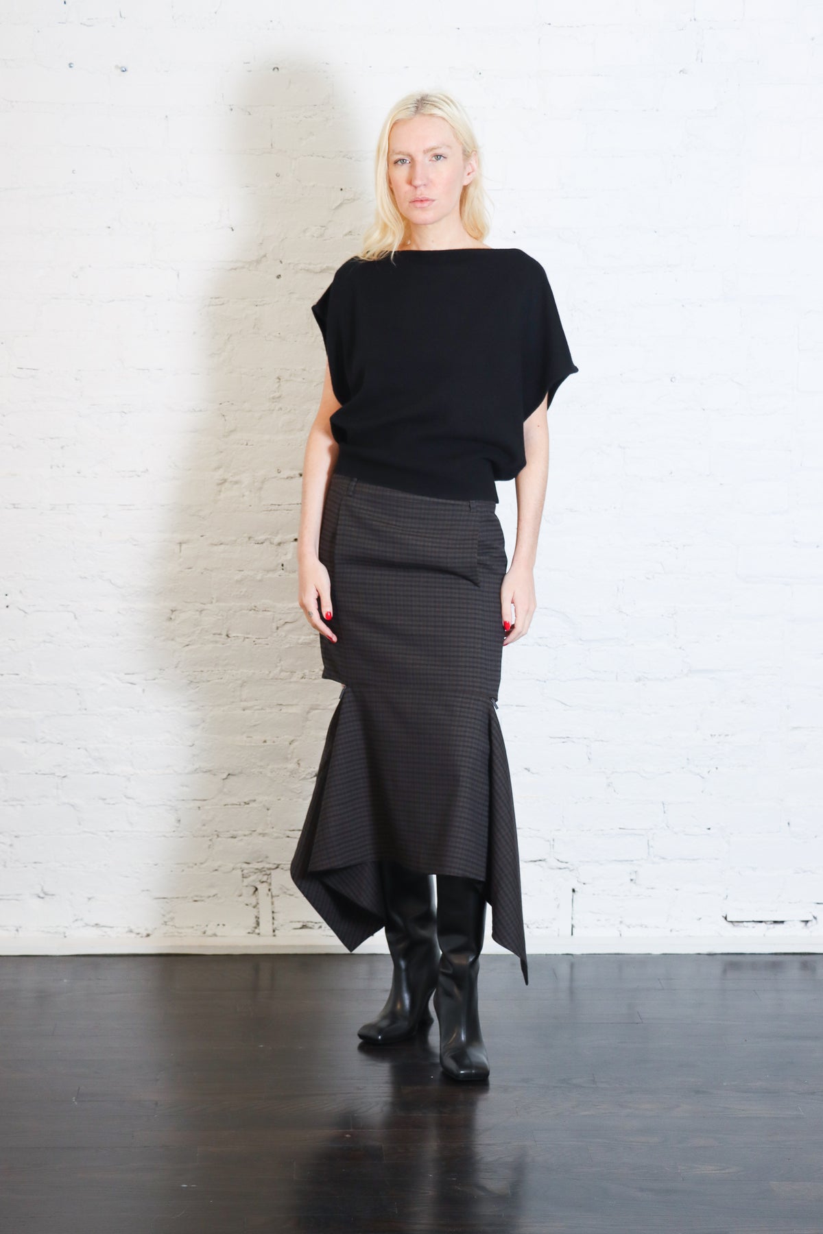 Cedric Suiting Detached Zipper Skirt in Grey Multi by Tibi-Tibi-Idlewild-Cincinnati