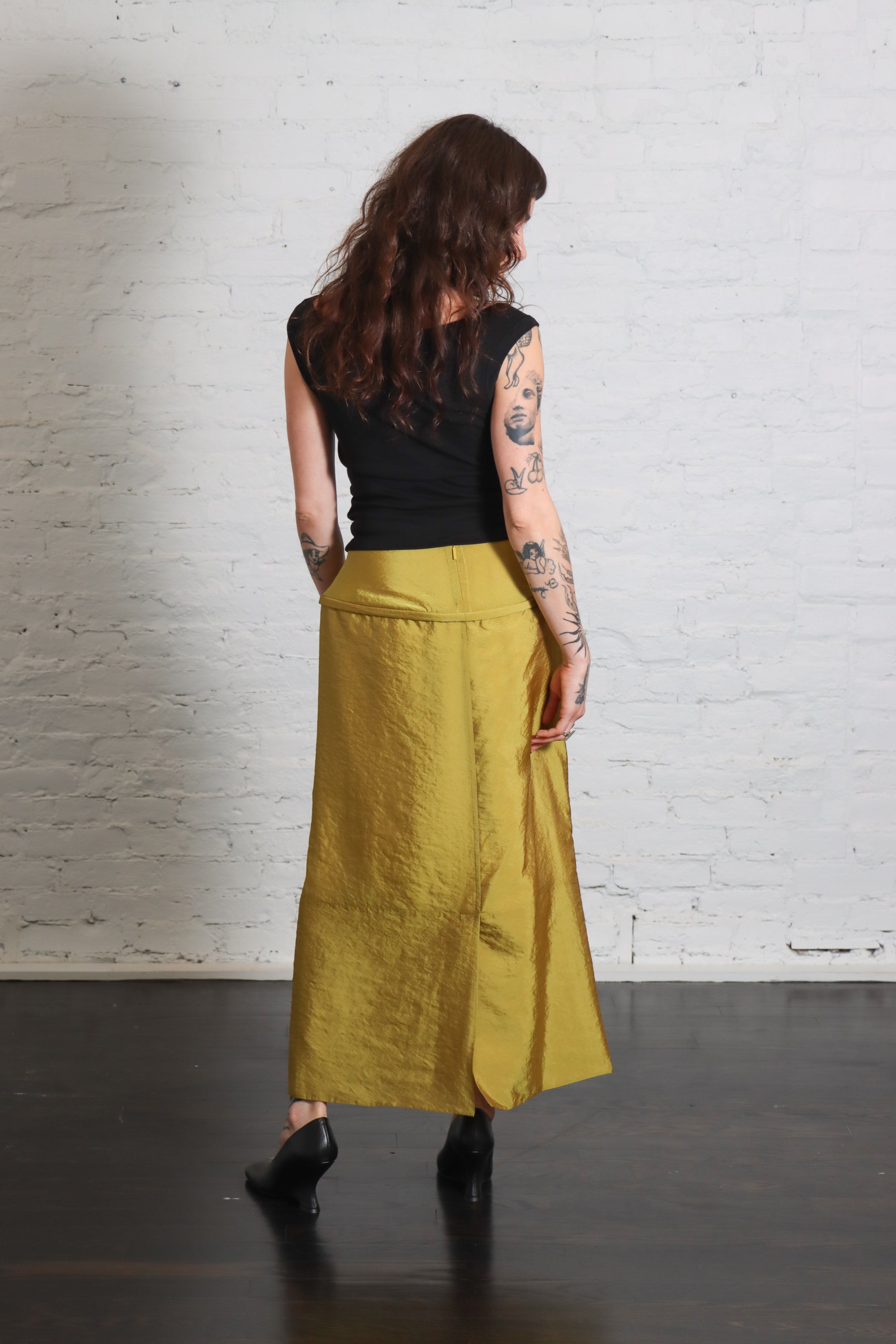 Chassis Hoop Pencil Skirt in Dijon by Tibi-Bottoms-Tibi-Idlewild