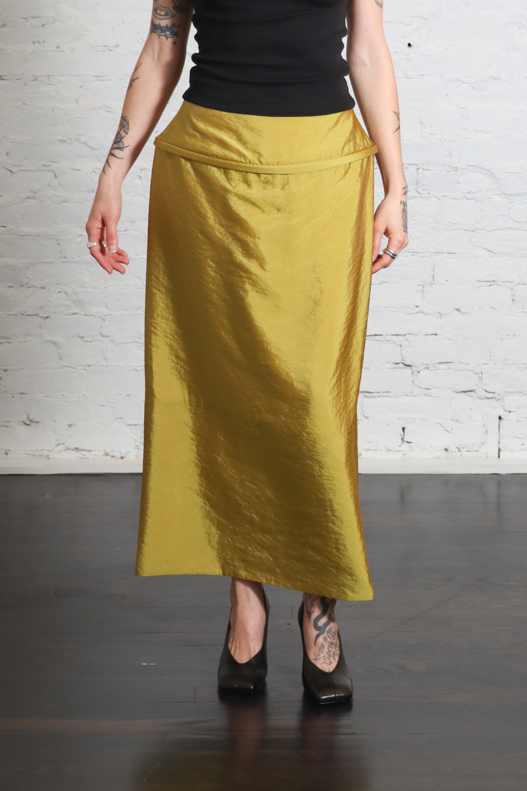 Chassis Hoop Pencil Skirt in Dijon by Tibi-Bottoms-Tibi-Idlewild