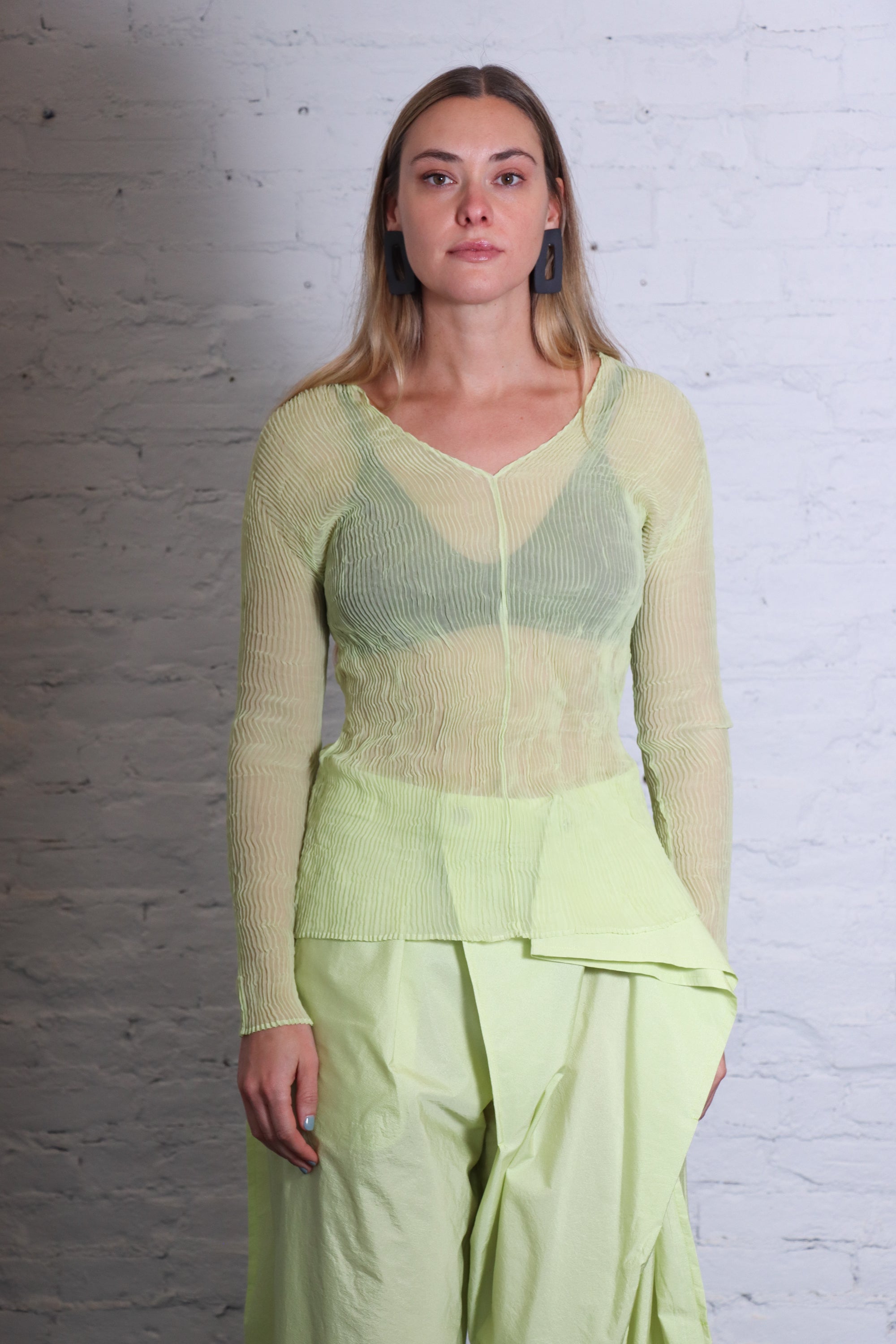 Chiffon Twist 1 in Light Green by Issey Miyake-Tops-Issey Miyake-Idlewild