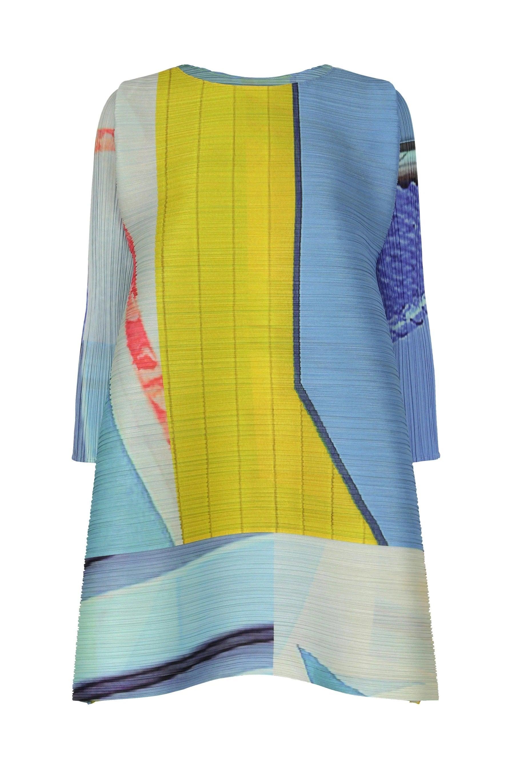City Collage Tunic in Blue Yellow by Pleats Please Issey Miyake-Tops-Pleats Please Issey Miyake-Idlewild