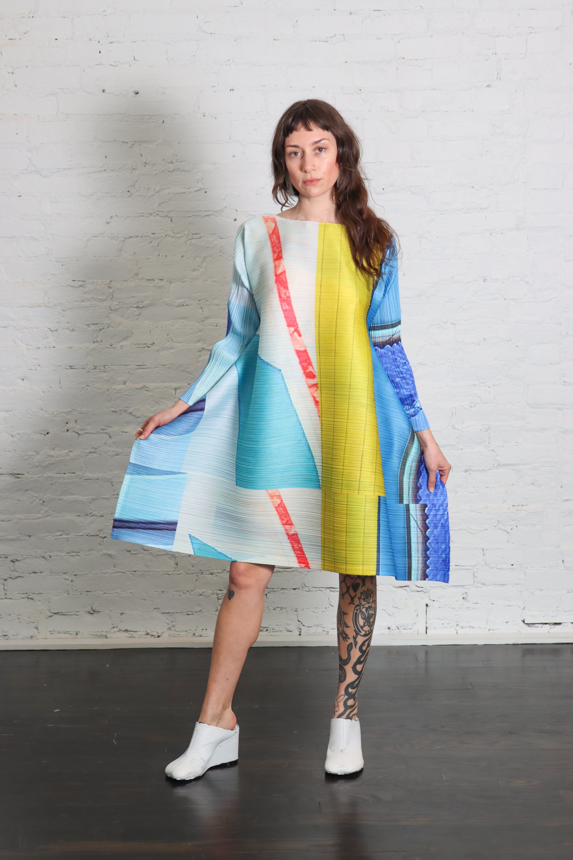 City Collage Tunic in Blue Yellow by Pleats Please Issey Miyake-Pleats Please Issey Miyake-Idlewild-Cincinnati