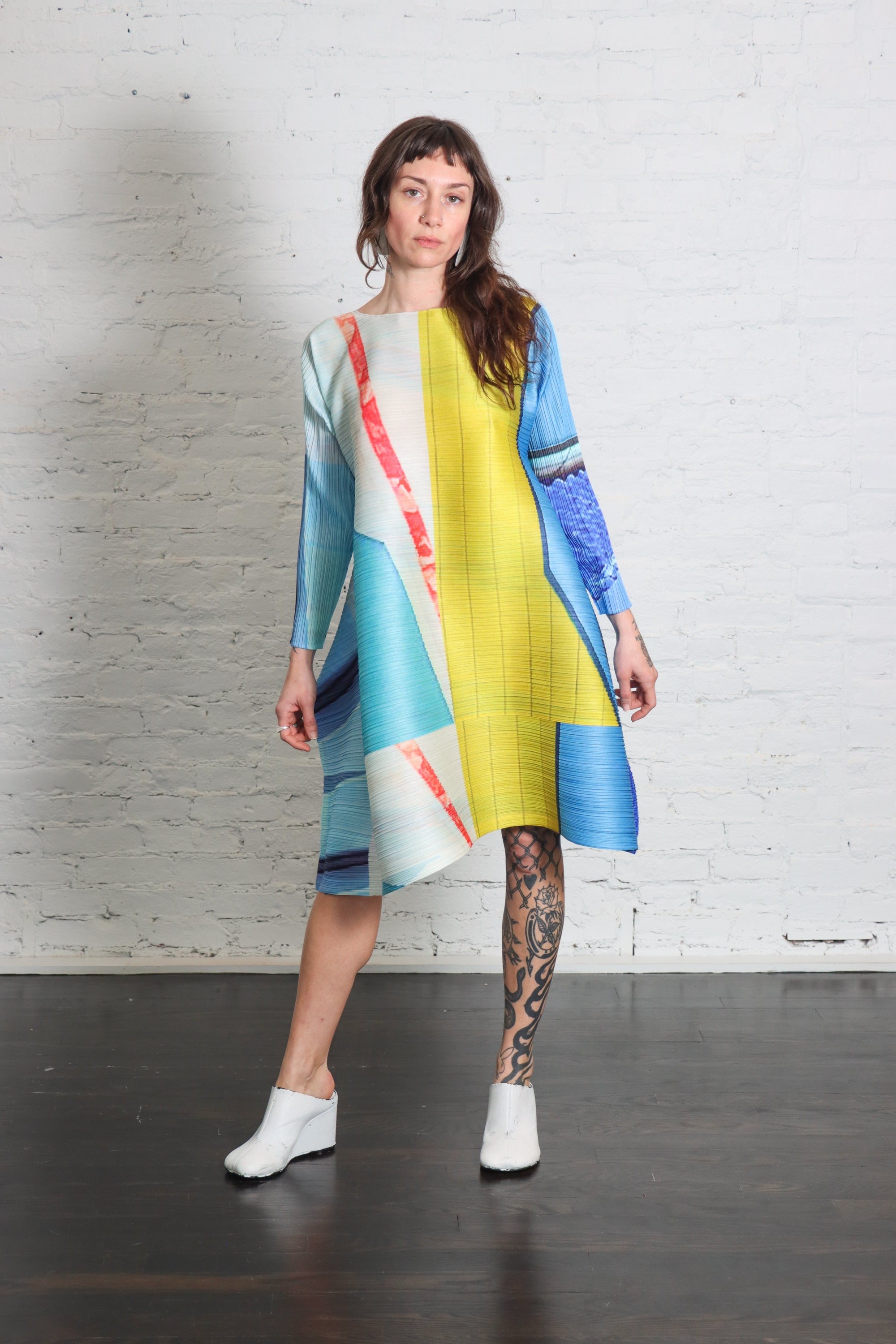 City Collage Tunic in Blue Yellow by Pleats Please Issey Miyake-Pleats Please Issey Miyake-Idlewild-Cincinnati