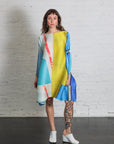 City Collage Tunic in Blue Yellow by Pleats Please Issey Miyake-Tops-Pleats Please Issey Miyake-Idlewild