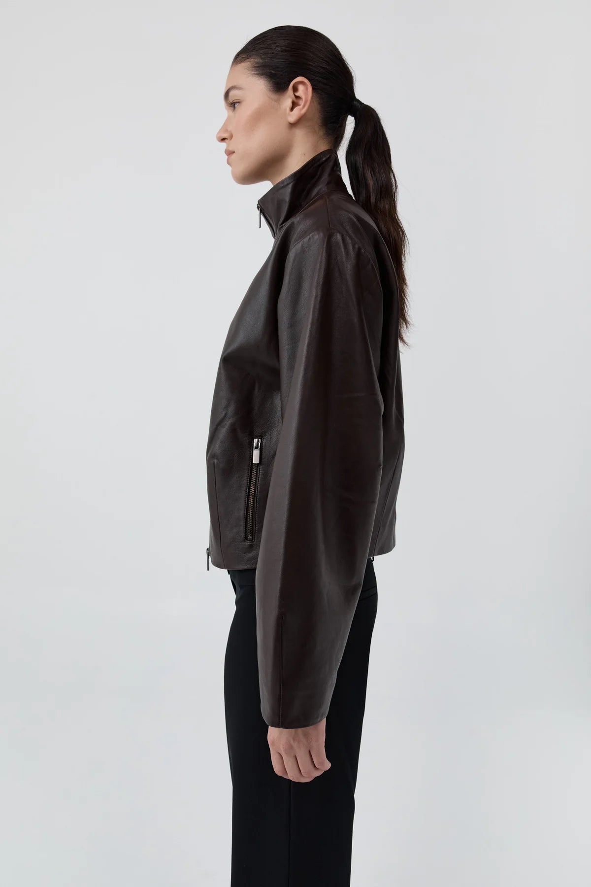 Cocoon Zip Leather Jacket in Chocolate by St. Agni-St. Agni-Idlewild-Cincinnati