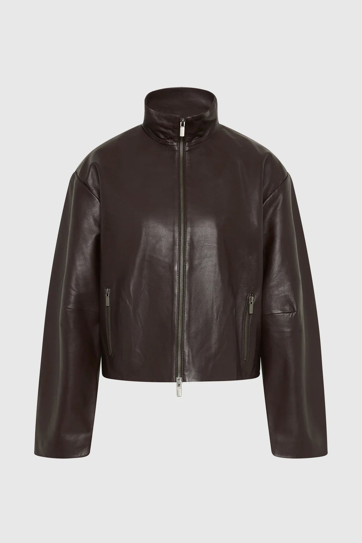 Cocoon Zip Leather Jacket in Chocolate by St. Agni-St. Agni-Idlewild-Cincinnati