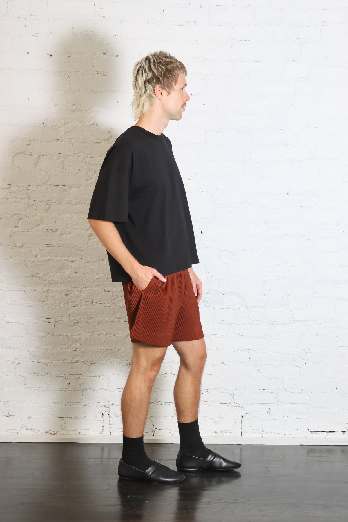 Color Pleats 1 Shorts in Darkside Brown by Homme Plissé Issey Miyake-Homme Plissé Issey Miyake-Idlewild-Cincinnati