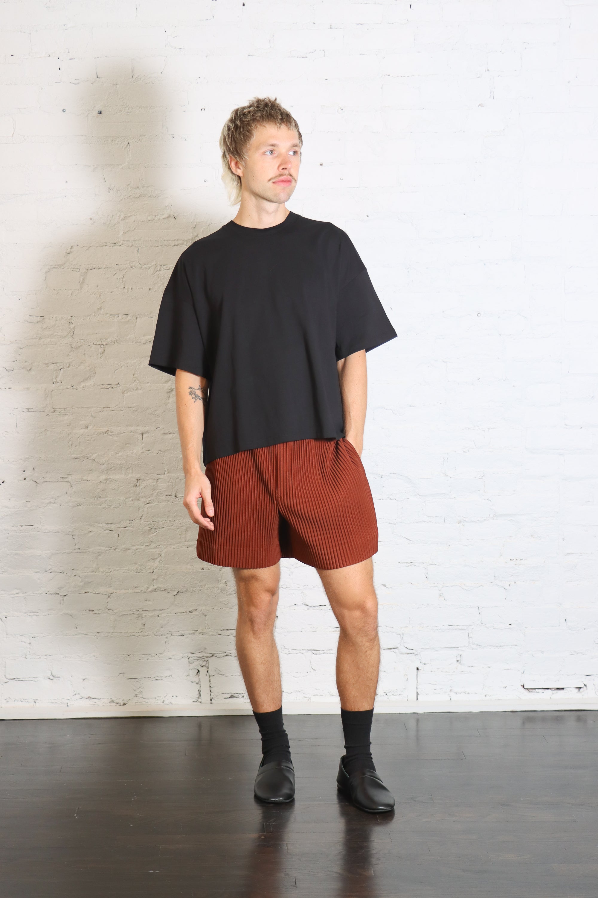 Color Pleats 1 Shorts in Darkside Brown by Homme Plissé Issey Miyake-Homme Plissé Issey Miyake-Idlewild-Cincinnati
