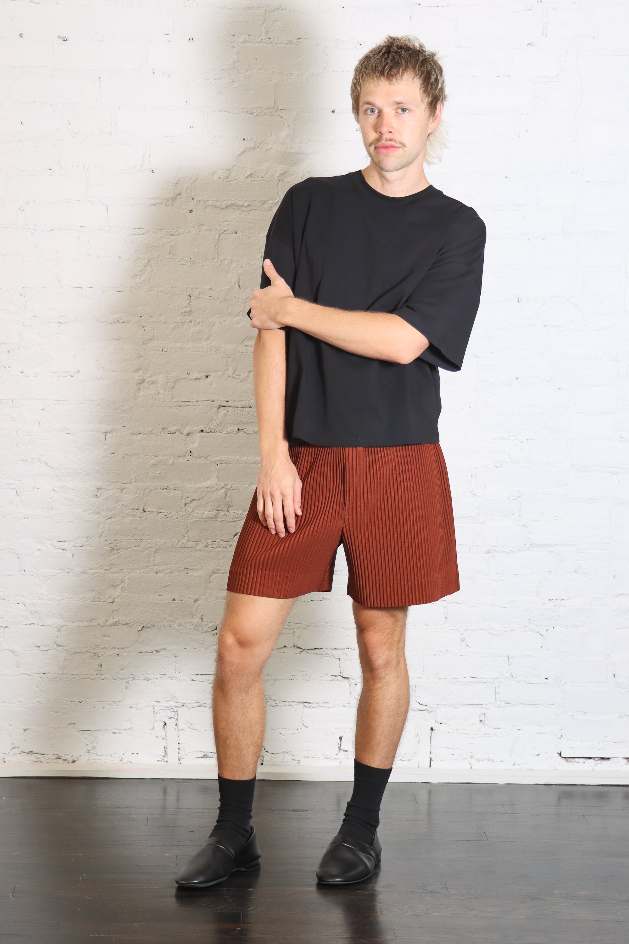 Color Pleats 1 Shorts in Darkside Brown by Homme Plissé Issey Miyake-Homme Plissé Issey Miyake-Idlewild-Cincinnati