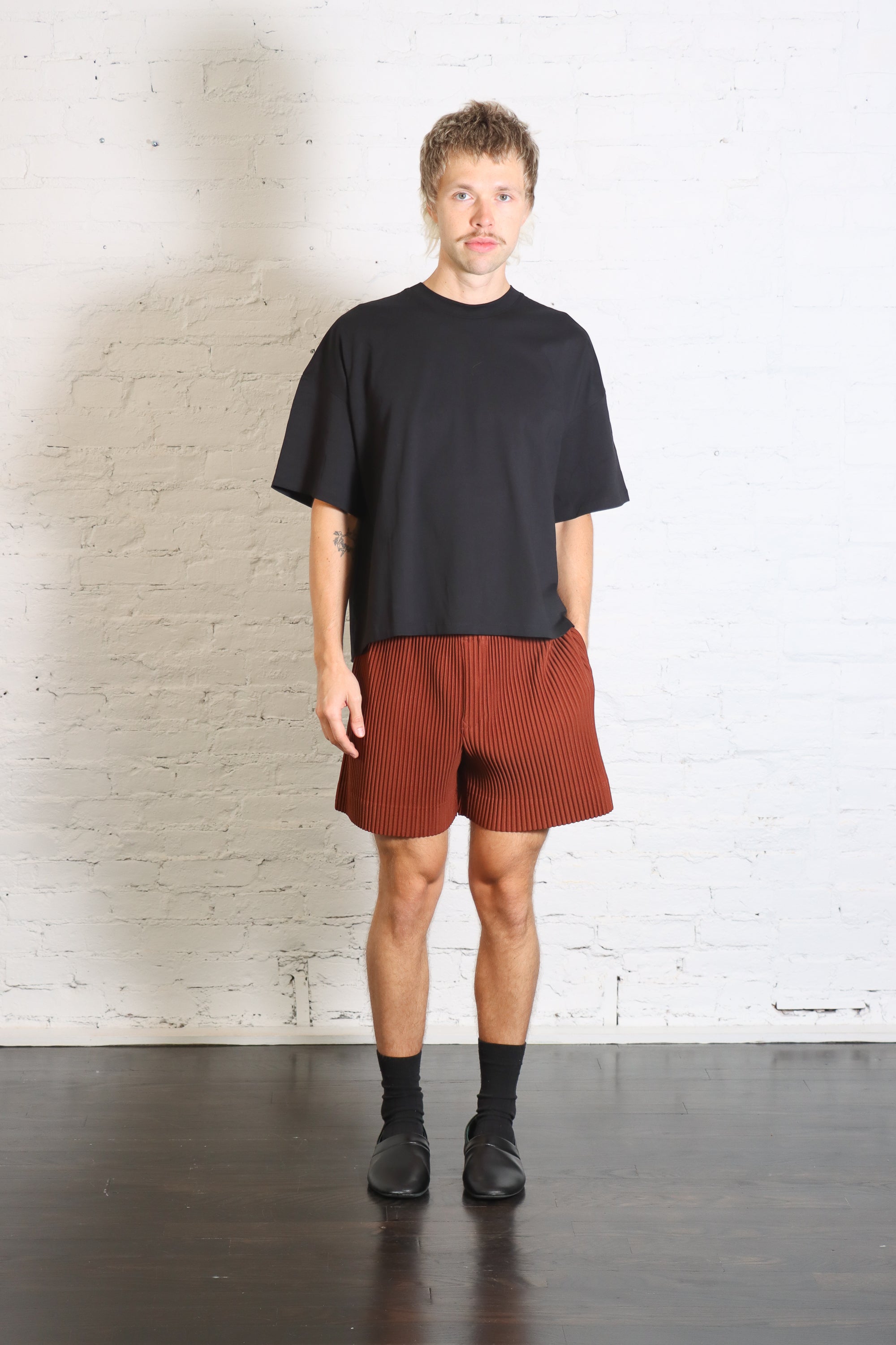 Color Pleats 1 Shorts in Darkside Brown by Homme Plissé Issey Miyake-Homme Plissé Issey Miyake-Idlewild-Cincinnati