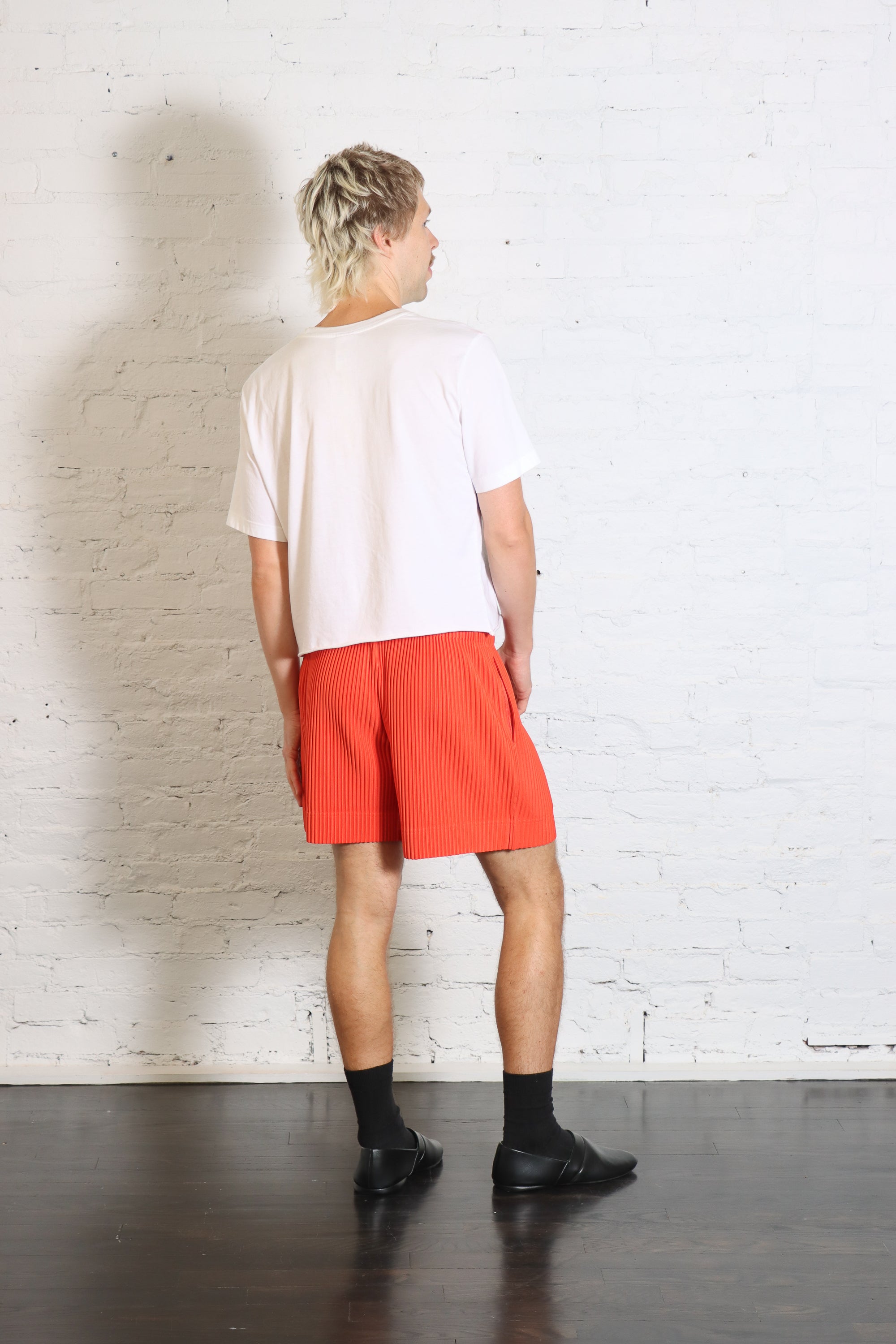 Colorful Pleats Shorts in Manarola Boat Orange by Homme Plissé Issey Miyake-Homme Plissé Issey Miyake-Idlewild-Cincinnati