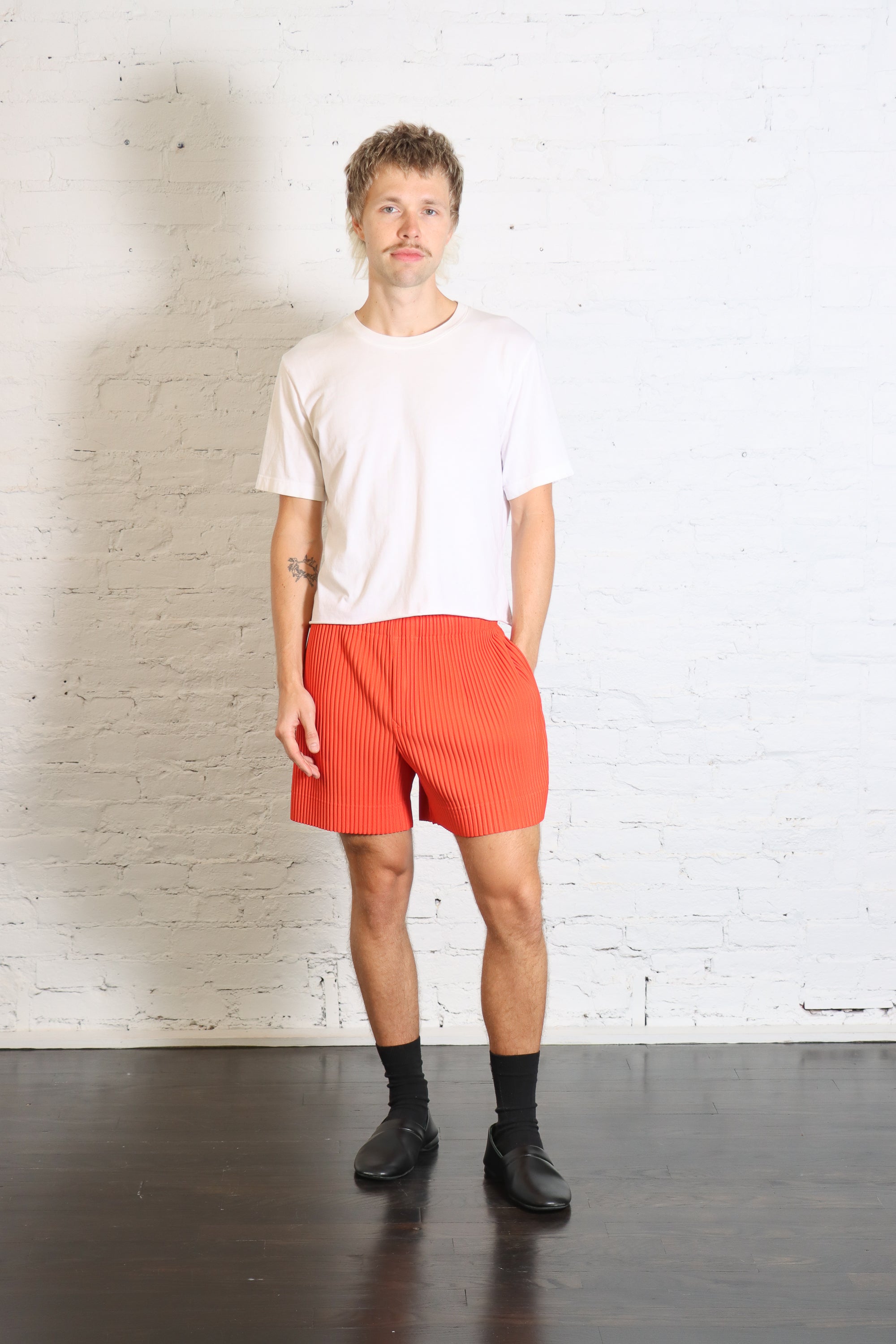 Colorful Pleats Shorts in Manarola Boat Orange by Homme Plissé Issey Miyake-Homme Plissé Issey Miyake-Idlewild-Cincinnati