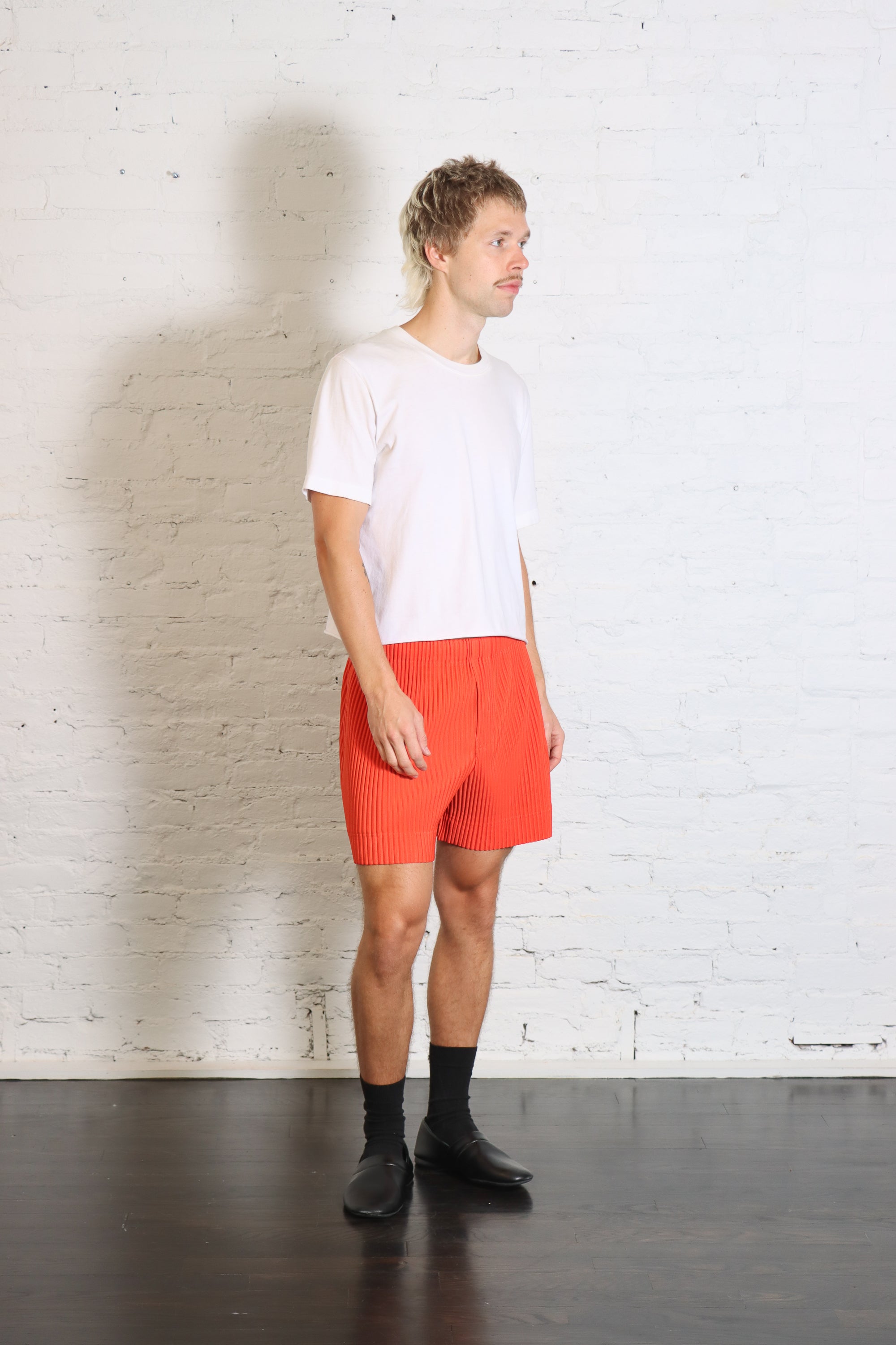 Colorful Pleats Shorts in Manarola Boat Orange by Homme Plissé Issey Miyake-Homme Plissé Issey Miyake-Idlewild-Cincinnati