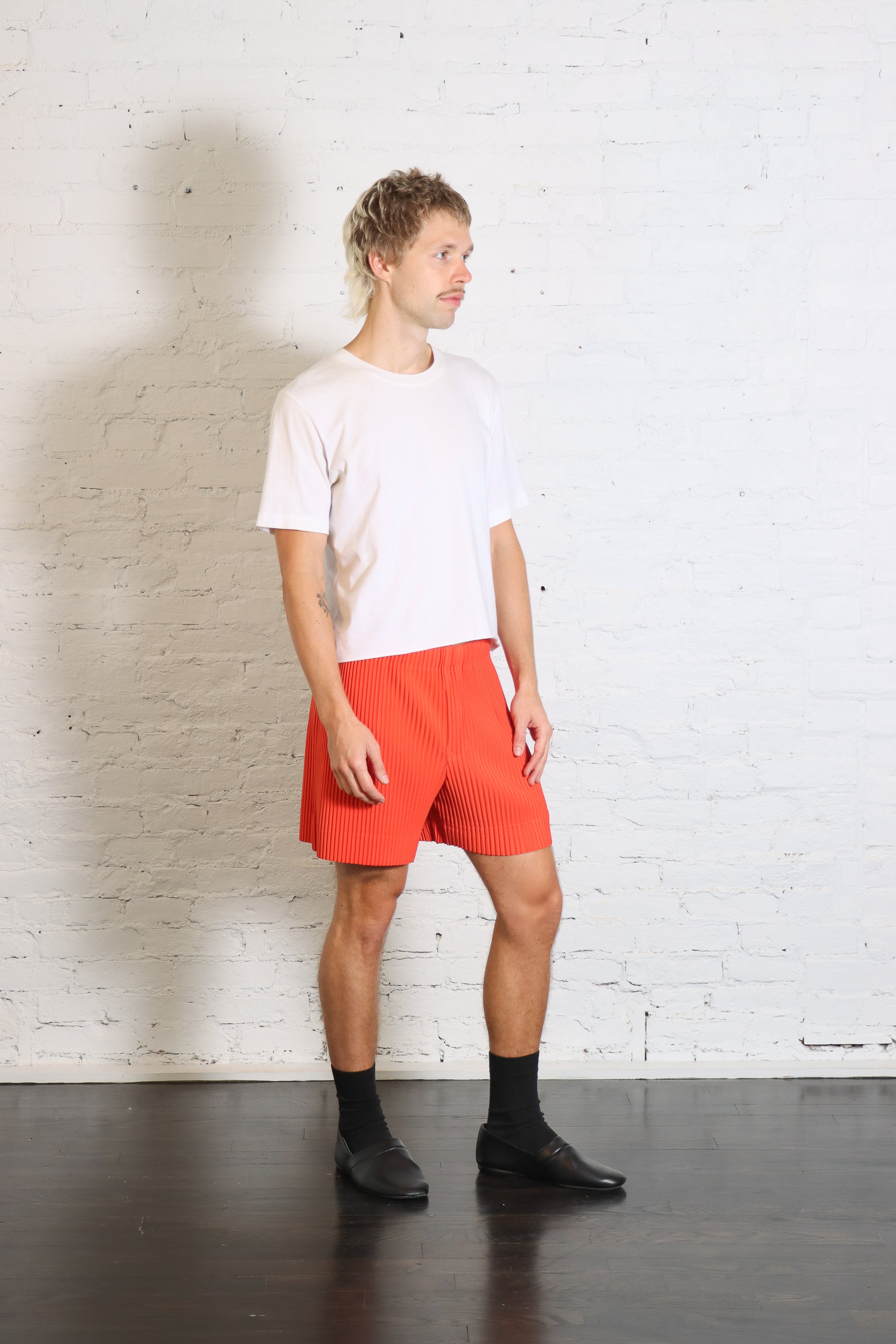 Colorful Pleats Shorts in Manarola Boat Orange by Homme Plissé Issey Miyake-Homme Plissé Issey Miyake-Idlewild-Cincinnati