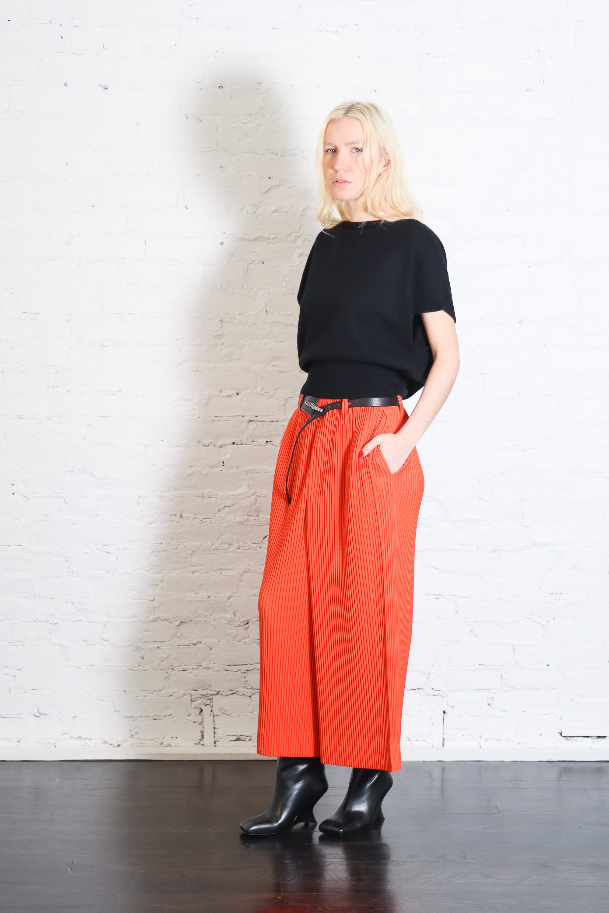 Colorful Pleats Skirt in Manarola Boat Orange by Homme Plissé Issey Miyake-Homme Plissé Issey Miyake-Idlewild-Cincinnati