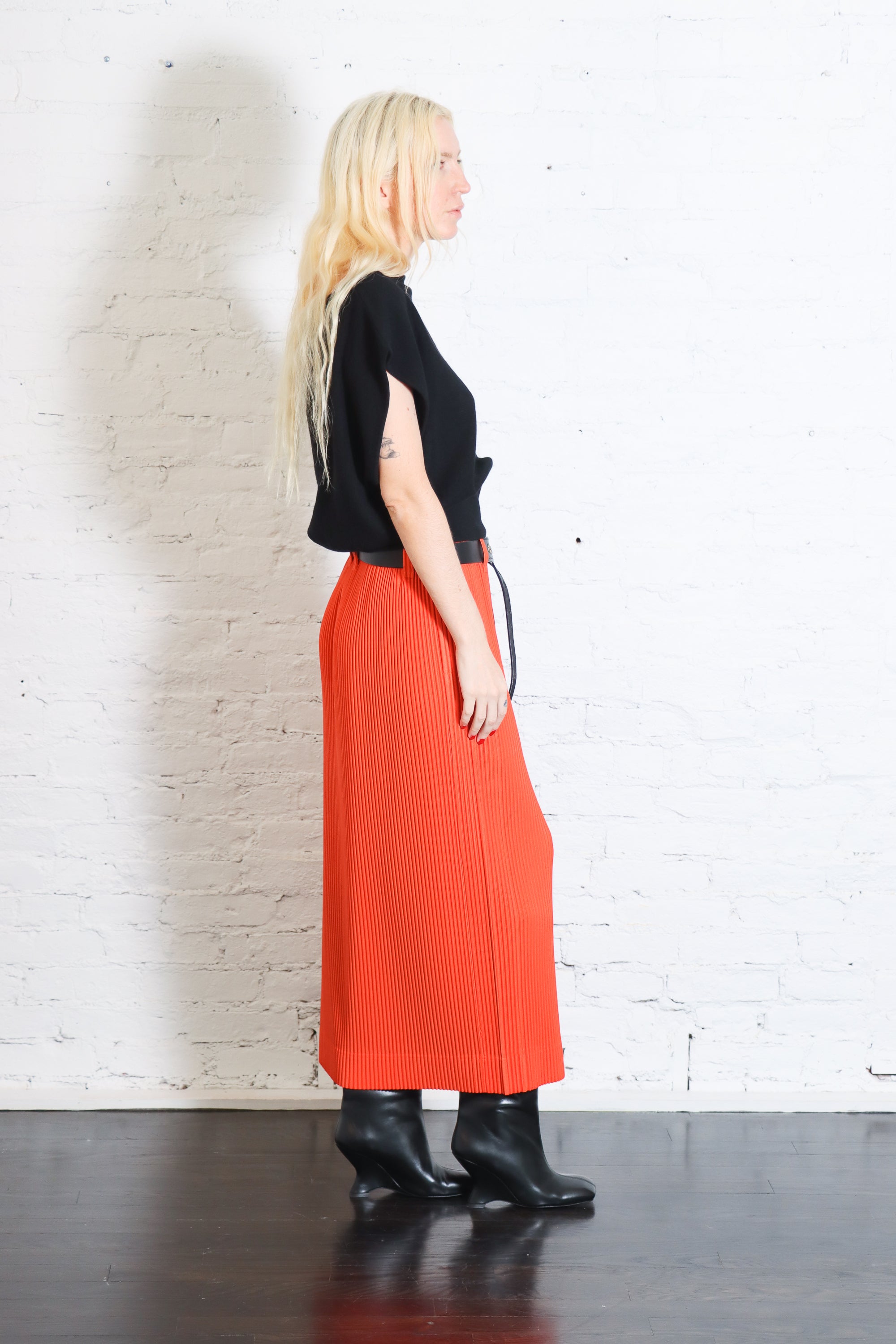 Colorful Pleats Skirt in Manarola Boat Orange by Homme Plissé Issey Miyake-Homme Plissé Issey Miyake-Idlewild-Cincinnati