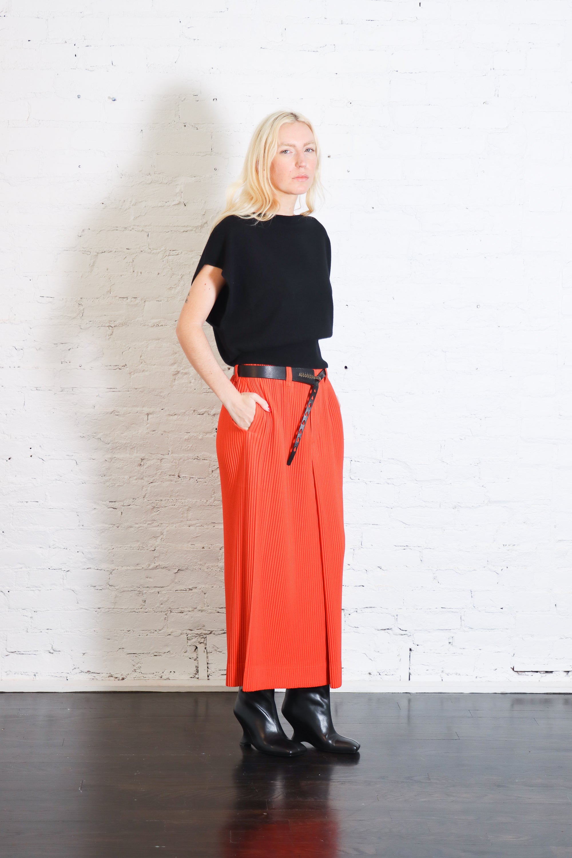 Colorful Pleats Skirt in Manarola Boat Orange by Homme Plissé Issey Miyake-Homme Plissé Issey Miyake-Idlewild-Cincinnati