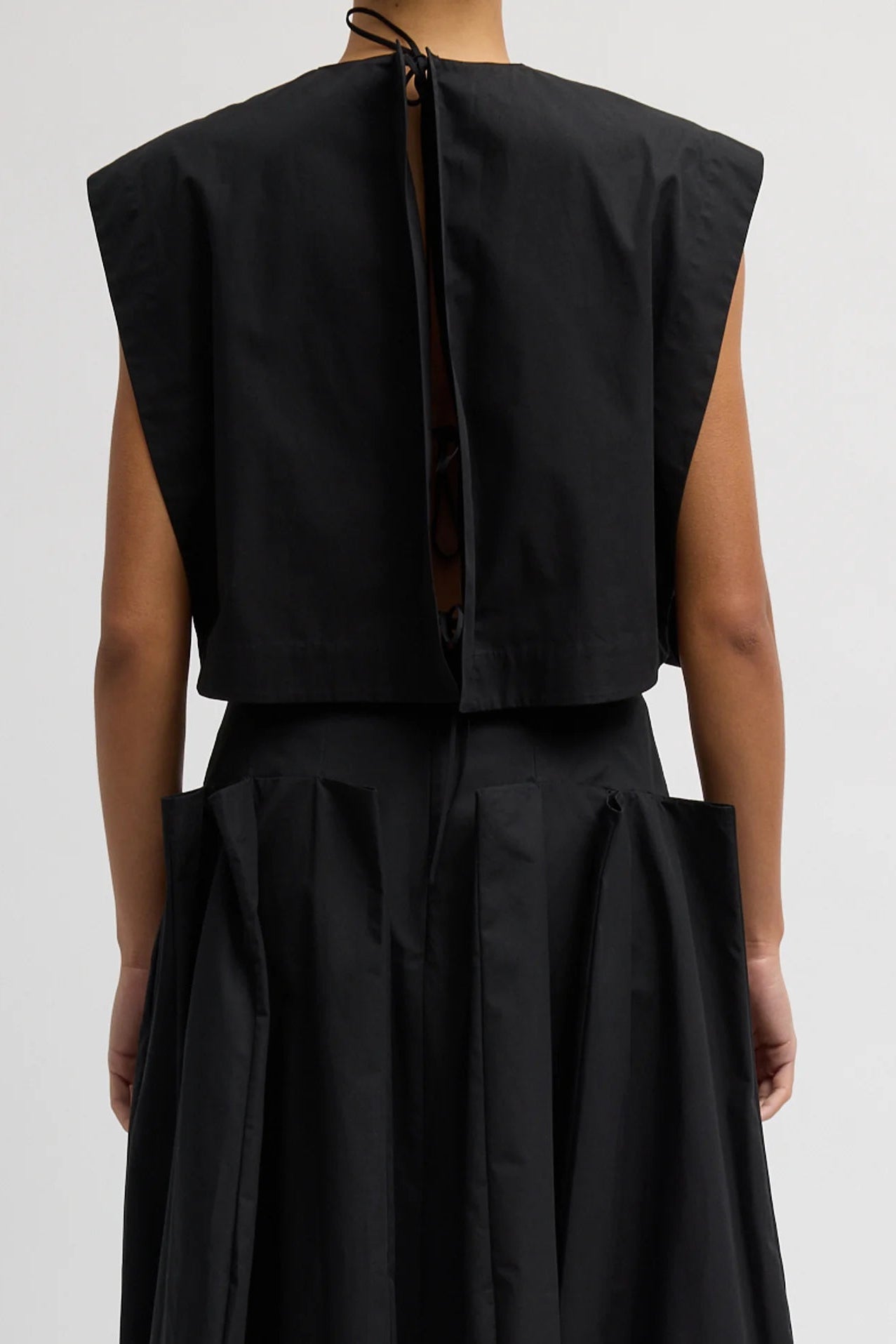 Compact Eco Poplin Cropped Square Top in Black by Tibi-Tibi-Idlewild