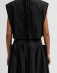 Compact Eco Poplin Cropped Square Top in Black by Tibi-Tibi-Idlewild