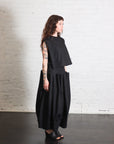 Compact Eco Poplin Pinched Pleat Full Skirt in Black by Tibi-Bottoms-Tibi-Idlewild