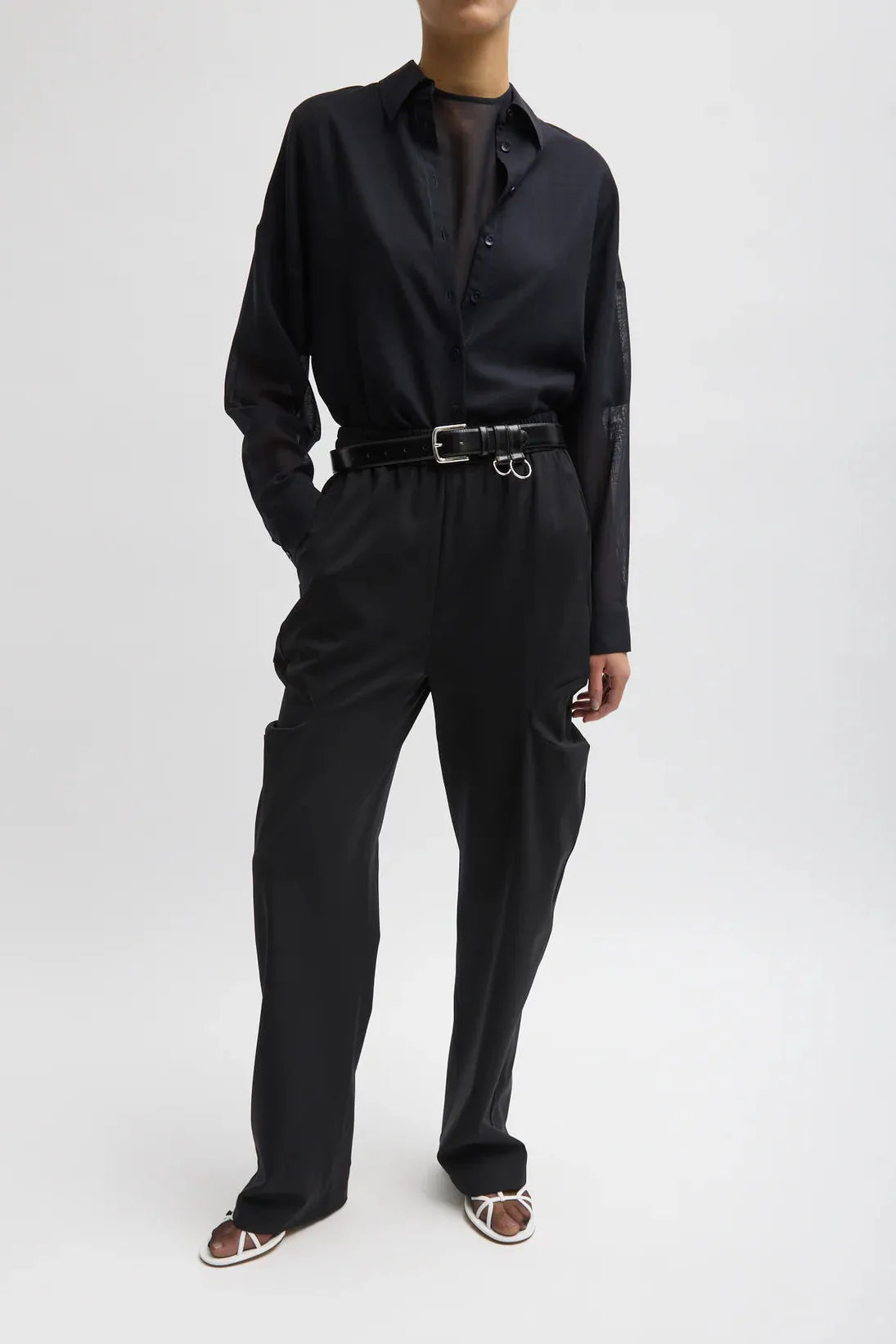 Compact Ultra Stretch Knit Sculpted Meir Pant in Black by Tibi-Tibi-Idlewild-Cincinnati